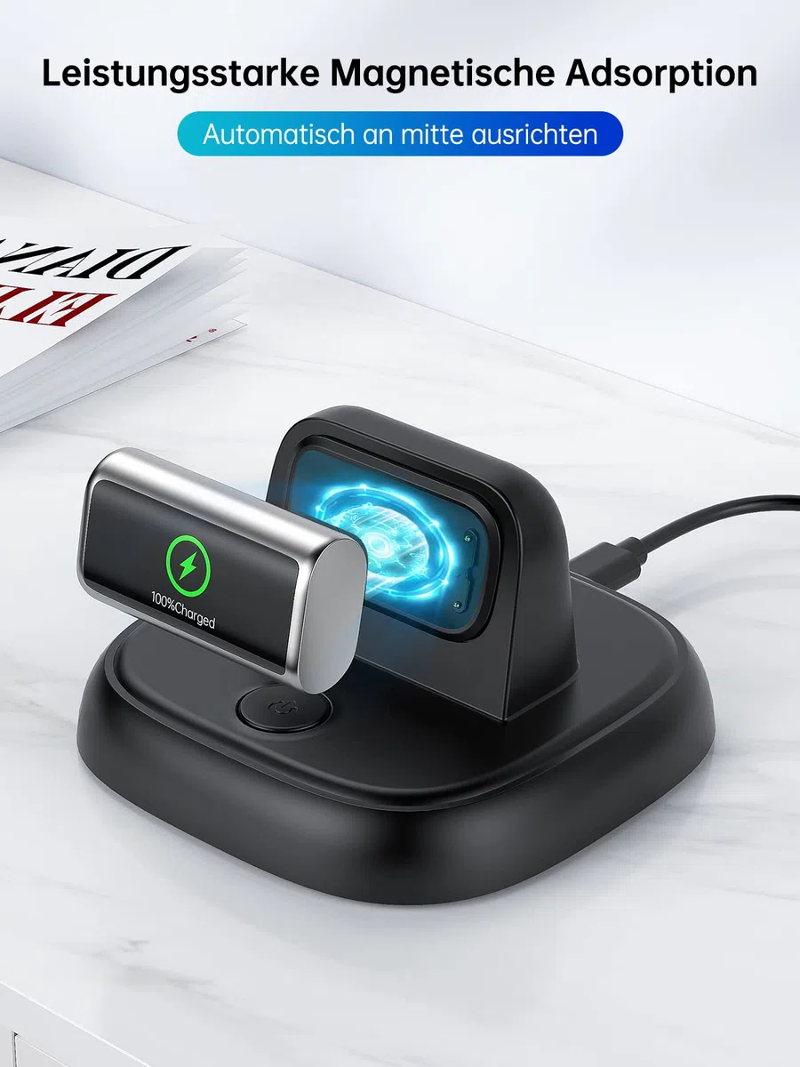 LVFAN Ladegerät für Fitbit Charge 6, Ladekabel mit Reset Taste, Schnell Ladegerät Ständer Smartwatch Ersatzkabel Magnetische Ladestation für Fitbit Charge 6/5 / Luxe - Schwarz