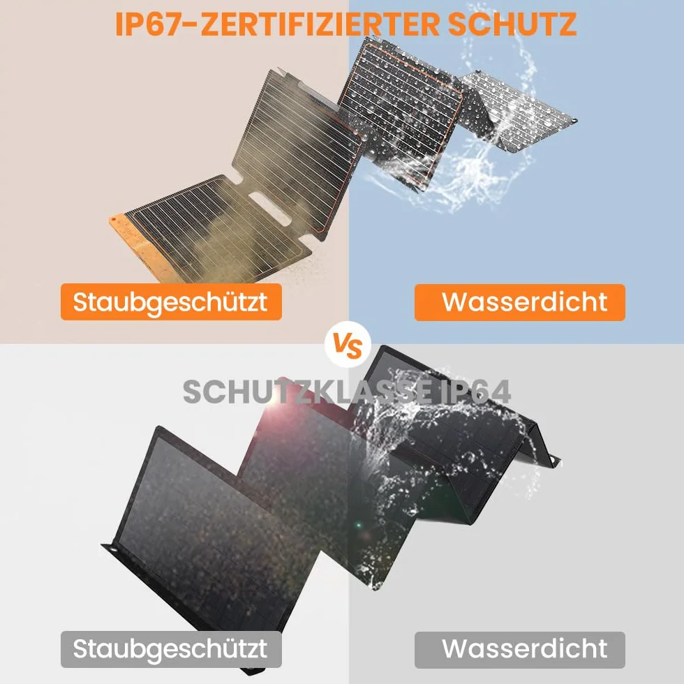 Solarpanel 60W, Flexsolar Tragbares faltbares Solarladegerät IP67 wasserdichtes Notstromcamping, geeignet für kleine Generatoren, Telefone, mobile Energiebanken, PCs