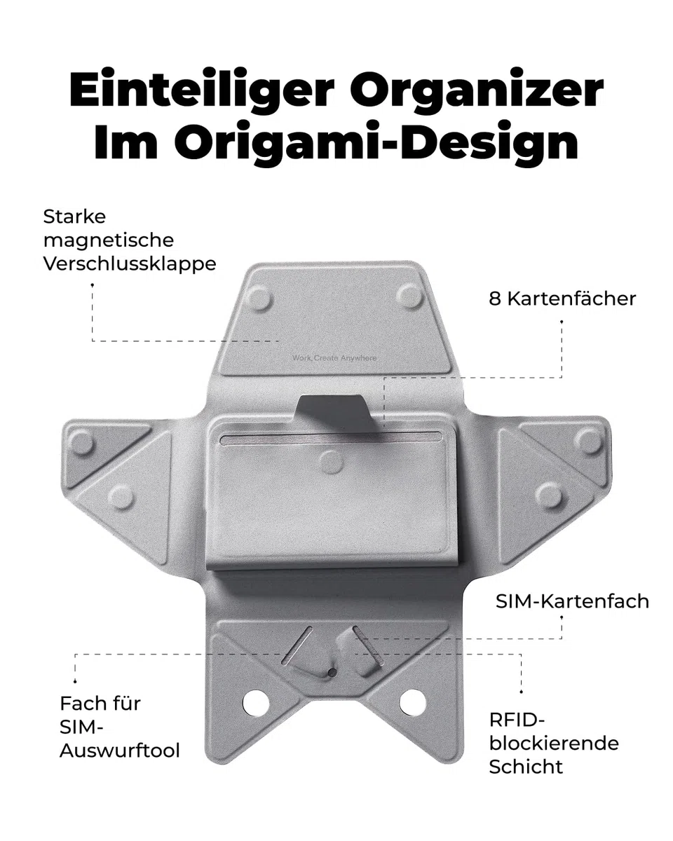 MOFT Magnetische Wallet, 8 Kartenhalter, Magnetischer Handyständer mit Zug-zum-Zugriff-Design, RFID-Blockierung, Winkelverstellung & MOVAS Minimalist Snap Field Wallet für Reiseutensilien，Tiefschwarz