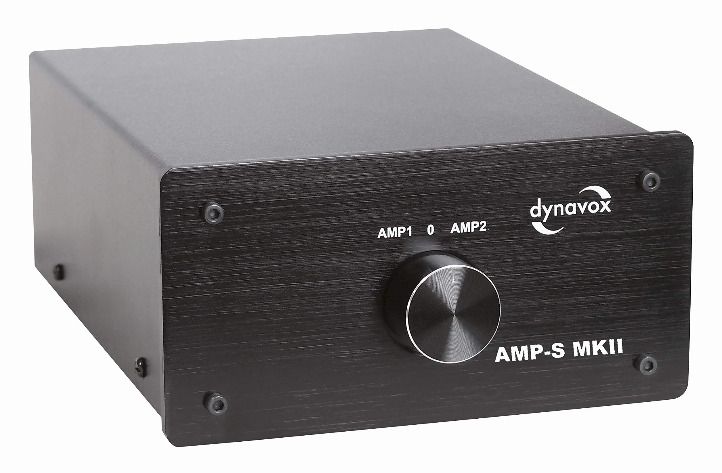 Dynavox AMP-S MKII, Verstärker- und Boxen-Umschalter in Metallgehäuse, für Stereo- und Surround-Verstärker, Verbindung über Bananenstecker oder Klemmanschluss, Schwarz