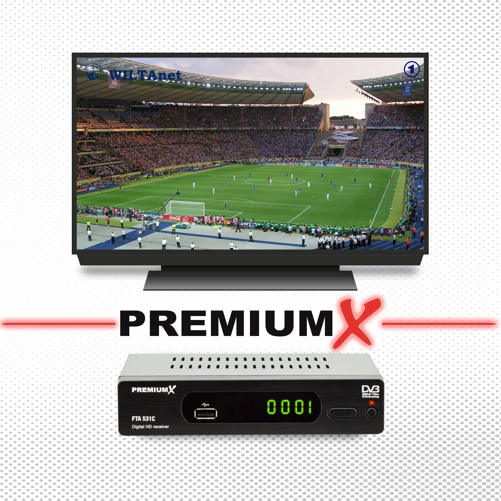 PremiumX Kabelreceiver DVB-C FTA 531C Digital FullHD SCART HDMI USB Mediaplayer, TV-Receiver Kabel-Fernsehen