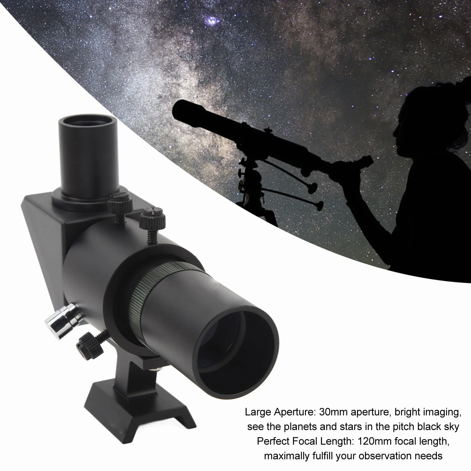 6X30 Sucherfernrohr für Astronomie Teleskope, Rechtwinkliger Optischer Sucher FMC Mehrschichtbeschichtung mit Fadenkreuz und Halterung, Rechtwinkliger Optischer Sucher mit