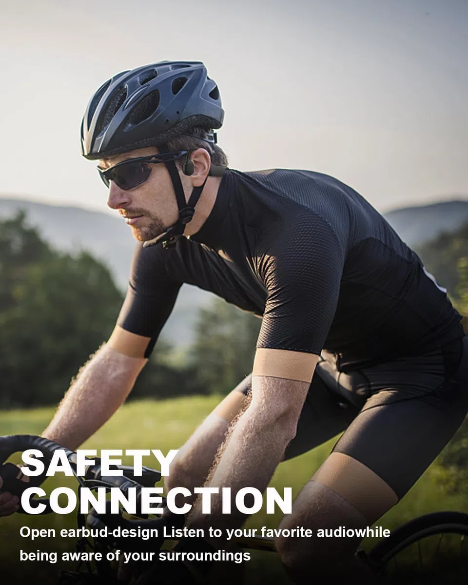 SANOTO Knochenschall Kopfhörer | Open Ear Bluetooth 5.3 Kopfhörer Sport Bone Conduction Kabellos IPX7 wasserdichte Schweißfeste Sportkopfhörer Fahrrad Radfahren