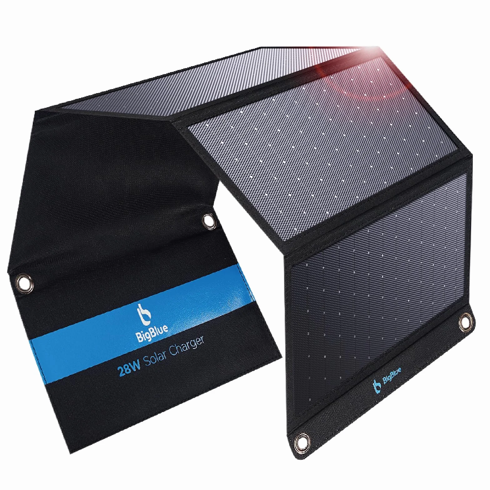 BigBlue 28W Tragbar Solarladegerät mit 3 USB-Anschlüssen(4,8A insgesamt), IP44 Wasserdicht Solarpanel, Faltbar, Ideal für Outdoor Aktivitäten, für Wiederaufladen Powerbank-iPhone Android GoPro