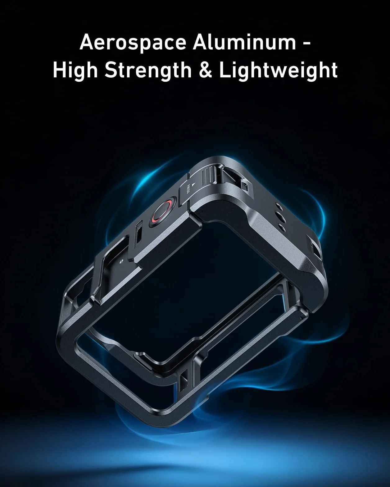 TELESIN Aluminium Schutzrahmen für DJI Osmo Action 6, CNC Metall Quick-Release Cage mit Objektivschutz, Batterie Schnellzugriff, Cold Shoe, 1/4"-Gewinde & Erweiterungsports für Action & Outdoor
