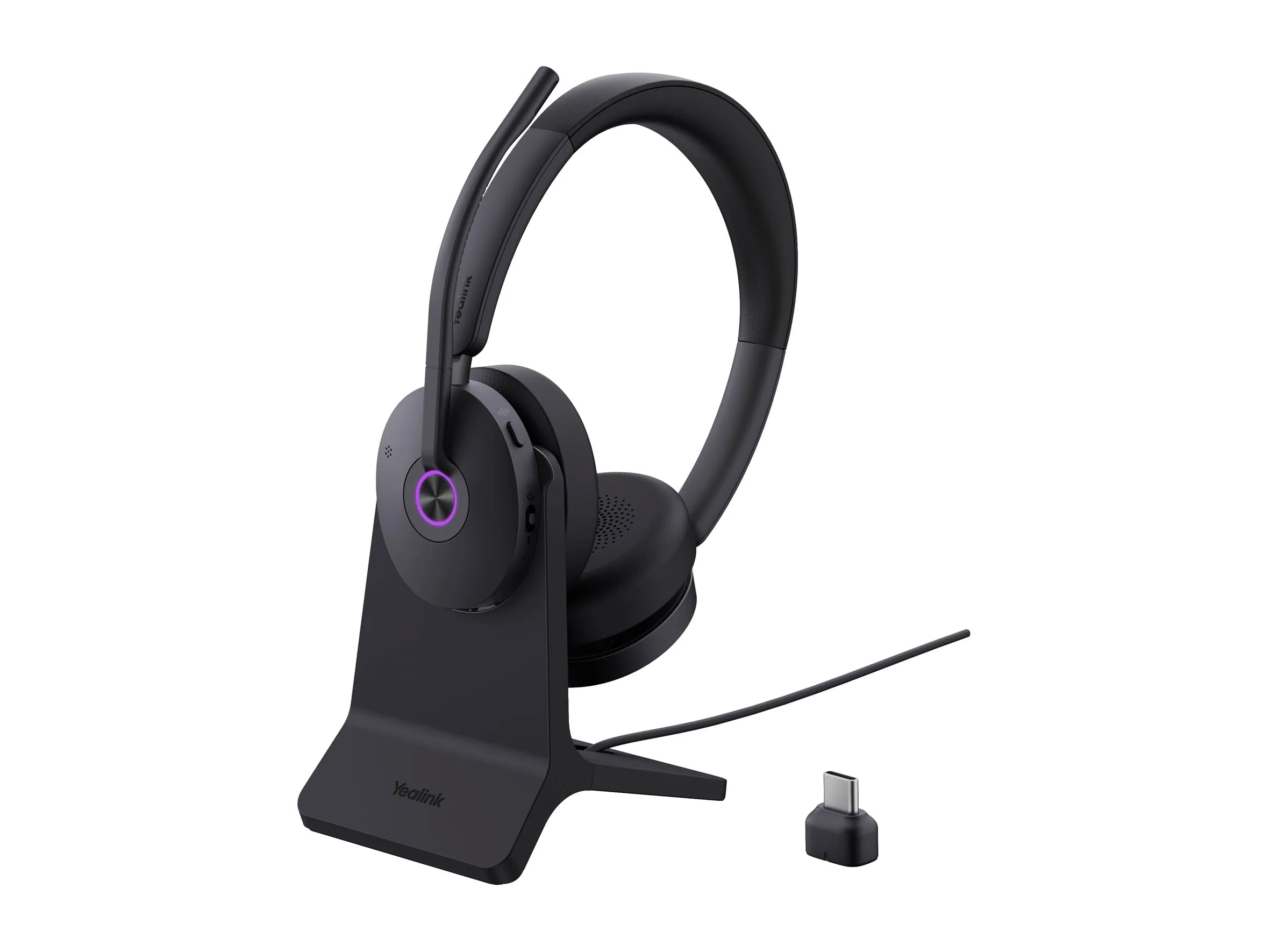 Yealink BH74 Kabelloses Headset mit Ständer, 6-Mikrofon-Hybrid-ANC, Teams Premium Open Office-Zertifiziert, Bluetooth 5.3, bis 32h Sprechzeit, UC-kompatibel USB-C/A