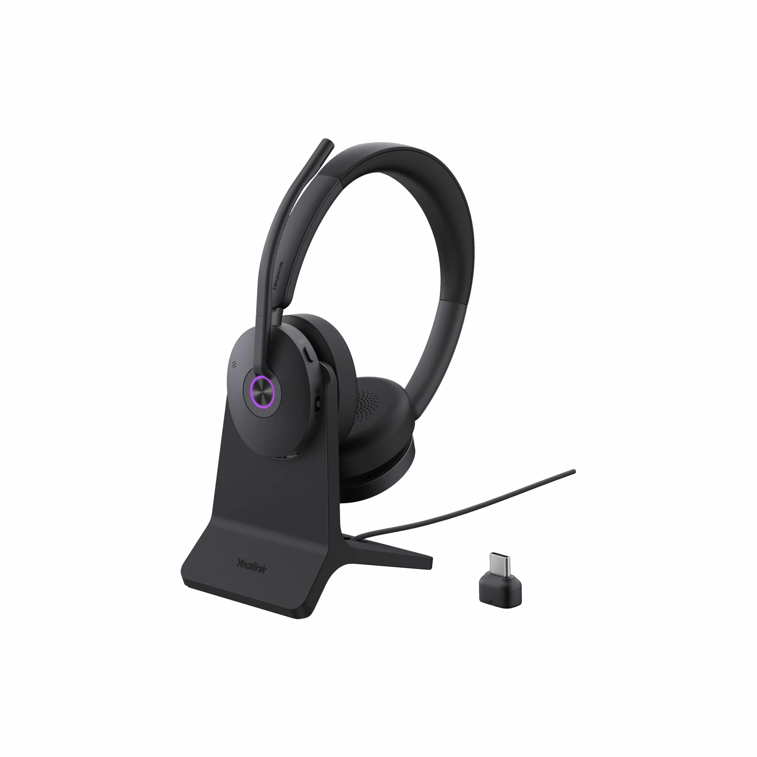 Yealink BH74 Kabelloses Headset mit Ständer, 6-Mikrofon-Hybrid-ANC, Teams Premium Open Office-Zertifiziert, Bluetooth 5.3, bis 32h Sprechzeit, UC-kompatibel USB-C/A