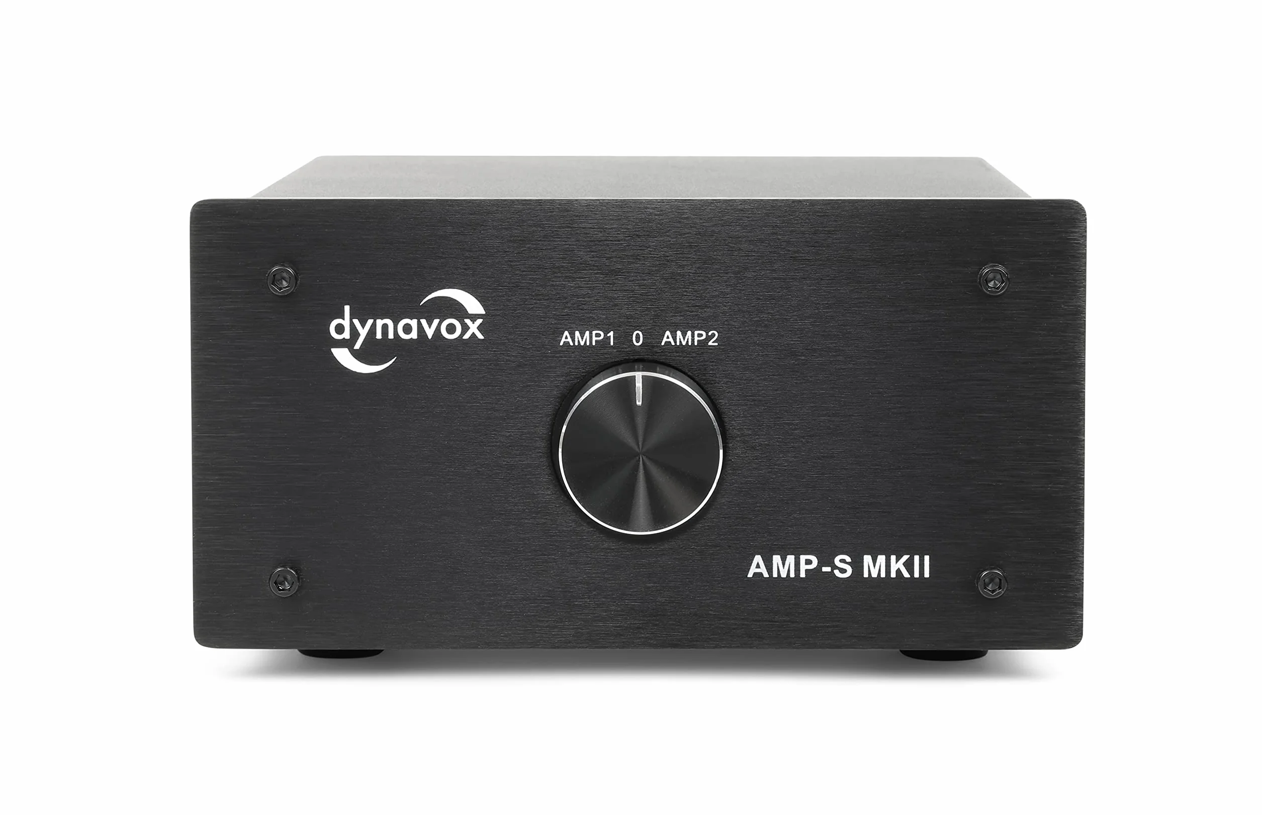 Dynavox AMP-S MKII, Verstärker- und Boxen-Umschalter in Metallgehäuse, für Stereo- und Surround-Verstärker, Verbindung über Bananenstecker oder Klemmanschluss, Schwarz