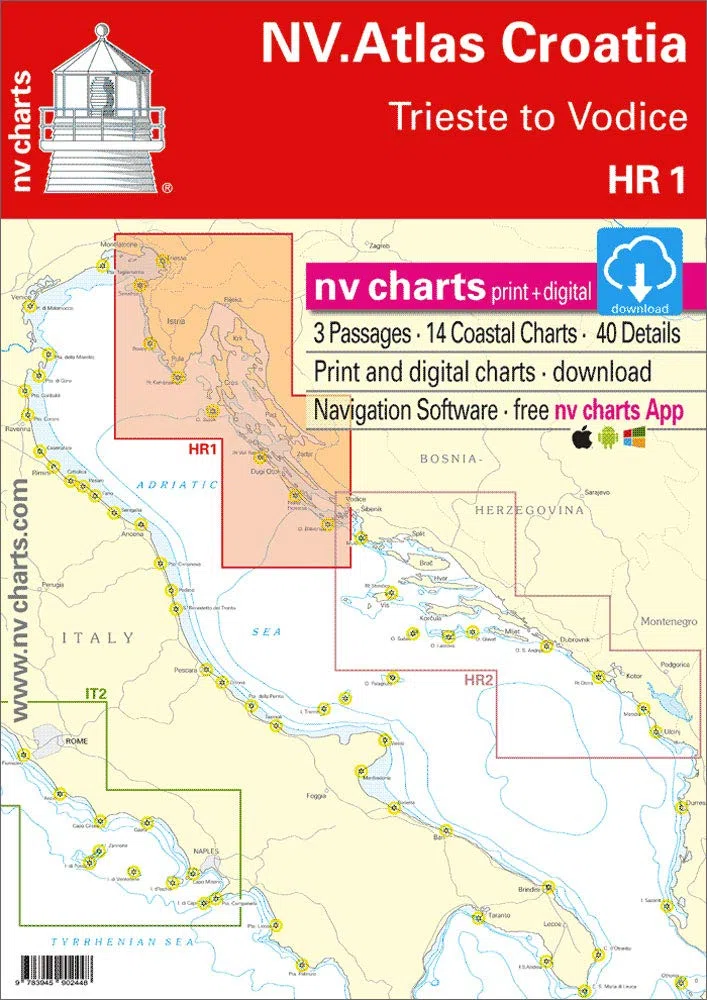 NV-CHARTS Kit HR 1. NV Atlas Croatia - Trieste to Vodice