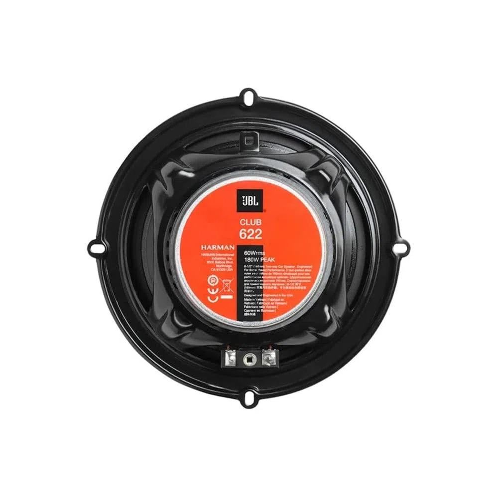 JBL Club 622 2-Wege Auto Lautsprecher Set von Harman Kardon - 180 Watt Pro KFZ Autolautsprecher Boxen 16 - 17 cm, Black