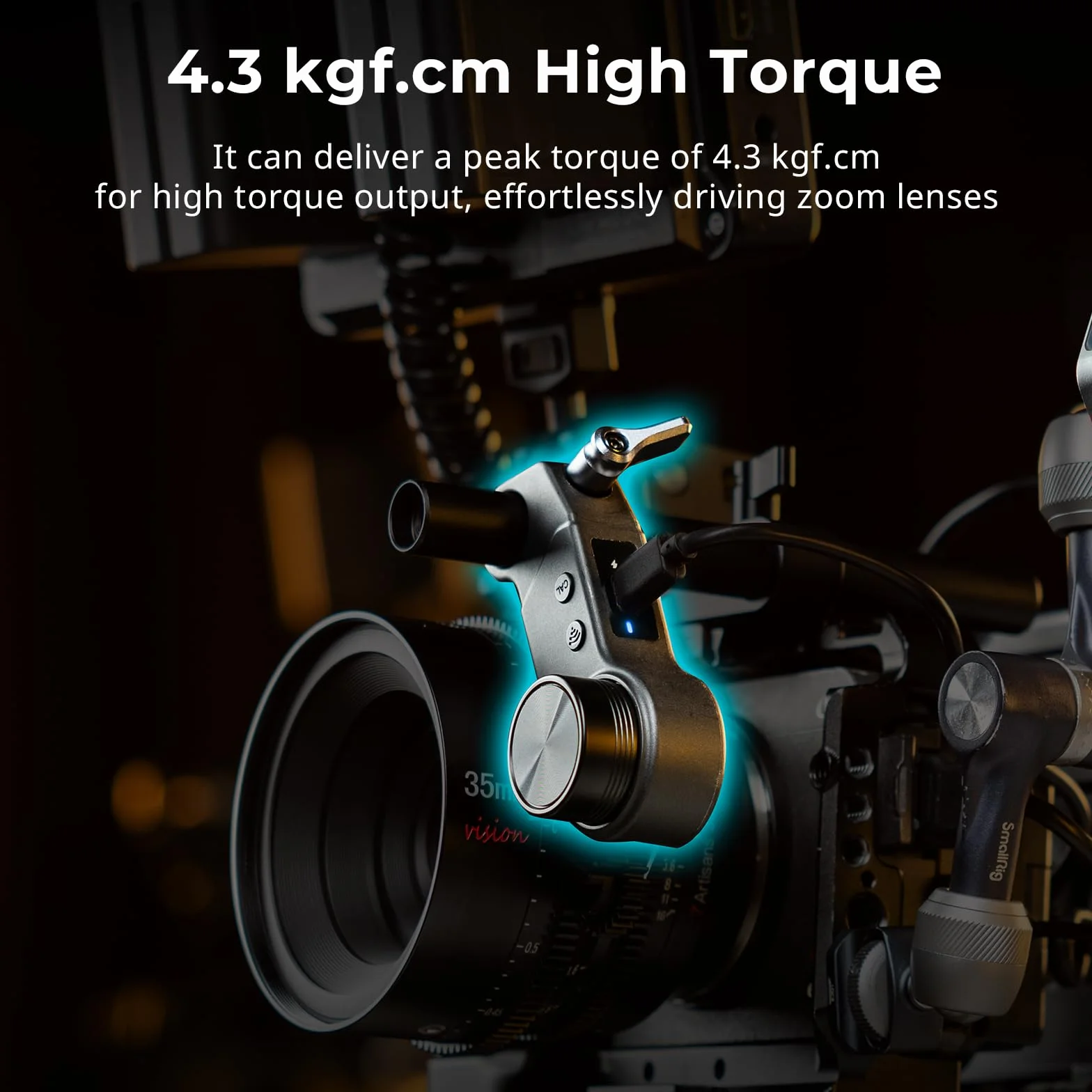 SMALLRIG Wireless Receiver Motor, 4,3 kgf.cm Spitzendrehmoment, unterstützt PD- und QC-Schnellladen, geringe Latenz und präzise Steuerung Design, für DSLR- und Cine-Objektive – 4297
