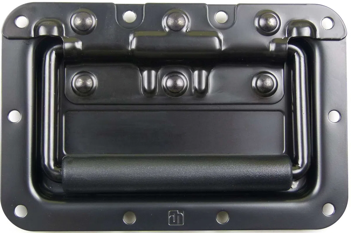 Adam Hall Hardware 34082BLK M24 AH - 24er Set Klappgriff / Kistengriff gefedert schwarz in 8 mm Einbauschale