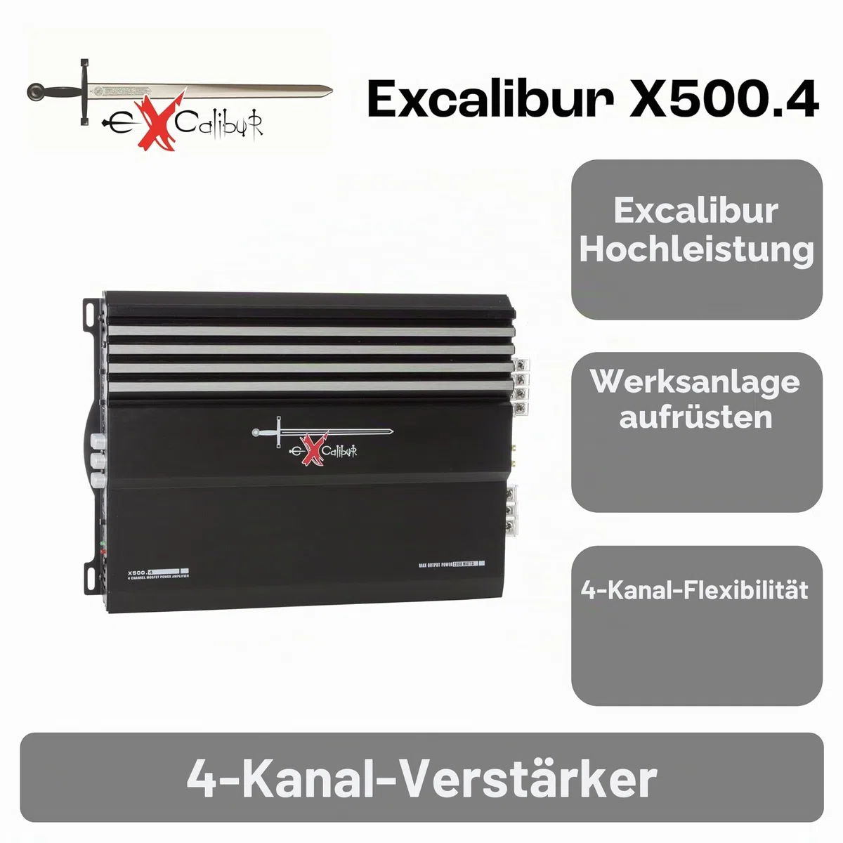 Excalibur X500.4 Endstufe (MOSFET, 4-Kanal, 2000 W)