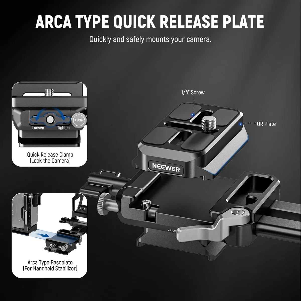 NEEWER CA011 FX3/FX30 Kamera Cage Set Kompatibel mit Sony FX3 FX30 DJI RS4 RS3 RS2, Video Rig Stabilizer mit CA007 Top Handle 3/8" Schraube für PS015 Pro Arca Type V Mount Battery Plate