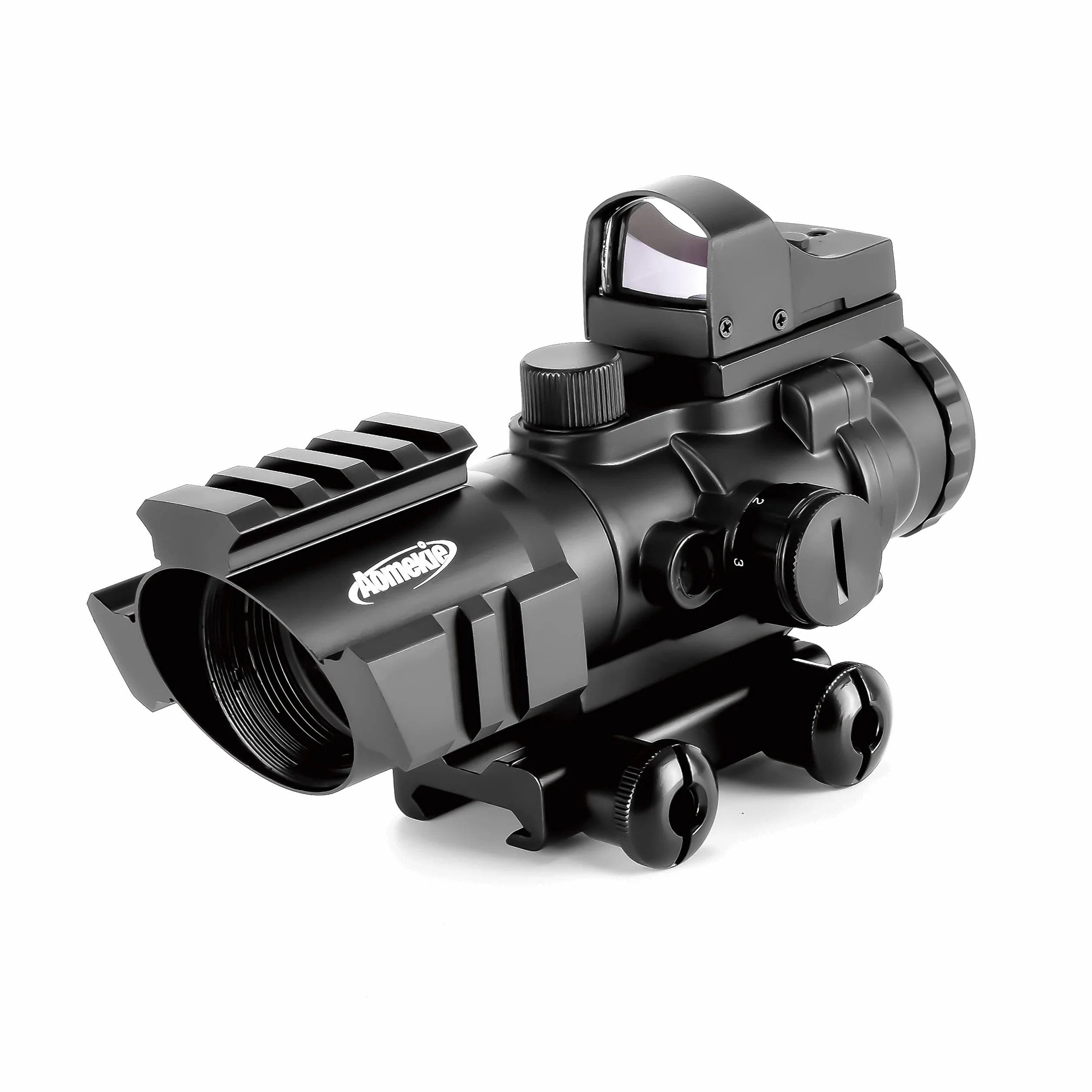 AOMEKIE Zielfernrohr 4x32mm mit 20mm/22mm Schiene Airsoft Red Dot Visier Sight Leuchtpunktvisier Rotpunktvisier für Jagd Softair und Armbrust