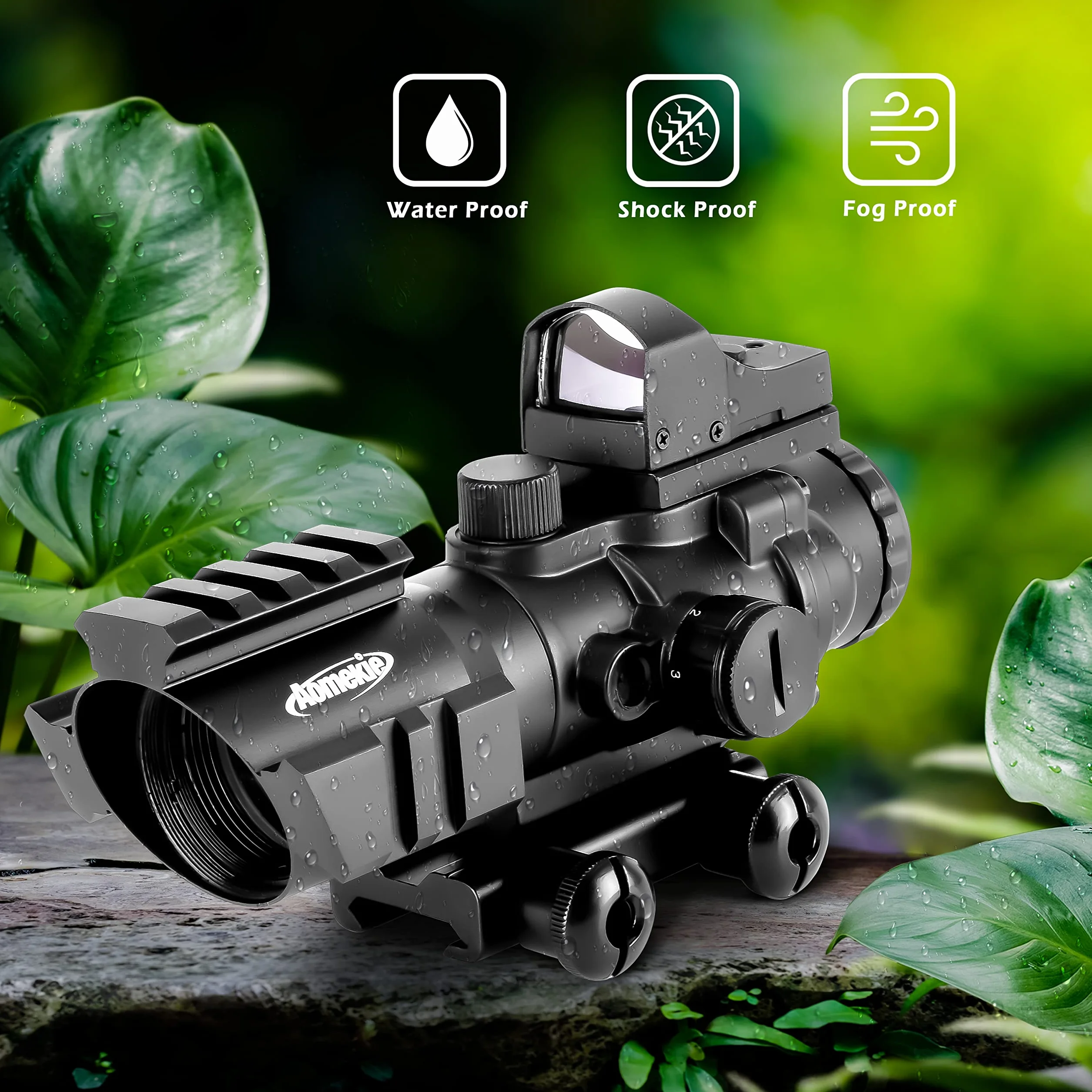 AOMEKIE Zielfernrohr 4x32mm mit 20mm/22mm Schiene Airsoft Red Dot Visier Sight Leuchtpunktvisier Rotpunktvisier für Jagd Softair und Armbrust