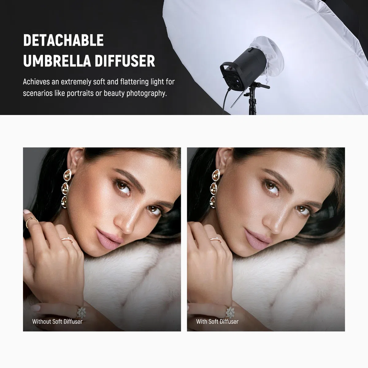 NEEWER 130cm Parabolischer Reflexschirm Studioschirm Fotografie, Regenschirm mit weißer Innenseite, weiche Beleuchtung mit Diffusor Abdeckung, Tasche, schnell zusammenklappbar für Kamera Video, NS2U