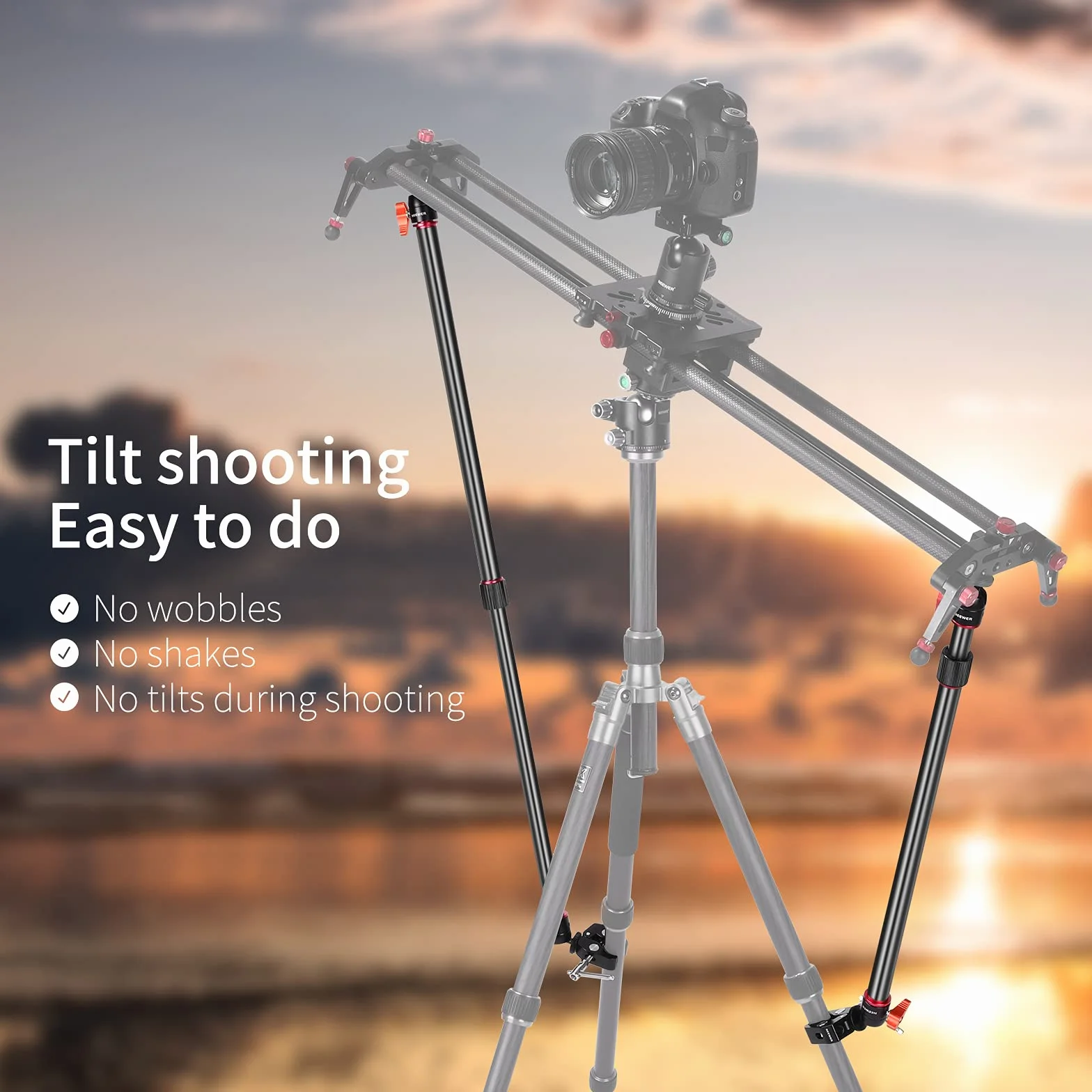 NEEWER Kamera Slider Stützarm 2 Pack Verstellbarer Stativ-Stabilitätsarm zur Erhöhung der Stabilität aus Aluminiumlegierung, ausziehbare Stangen für Kamera Video mit C-Klemmen und Kugelkopf