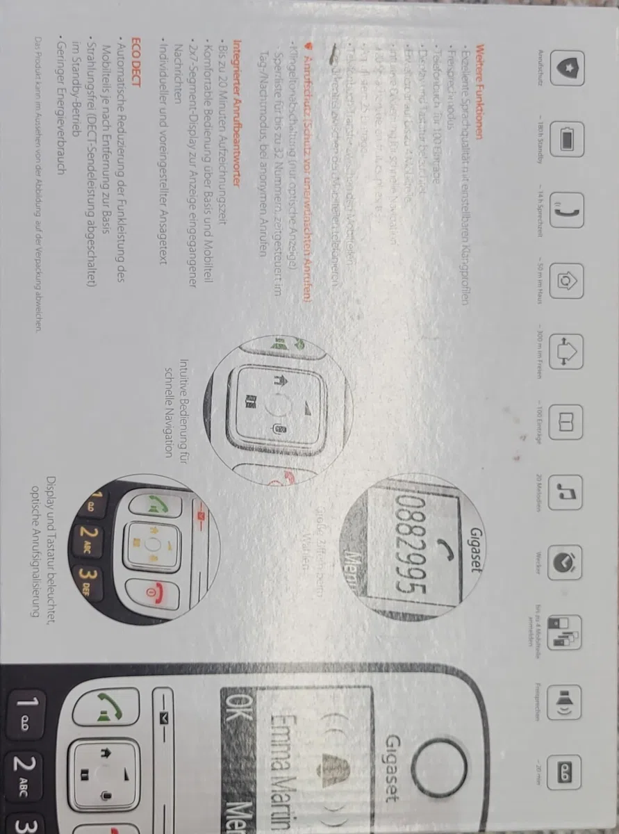 Gigaset A690A Trio Schnurlostelefon Anrufbeantworter mit Rufnummernanzeige ECO DECTGAP Schwarz + 2 zusätzliche Handsets