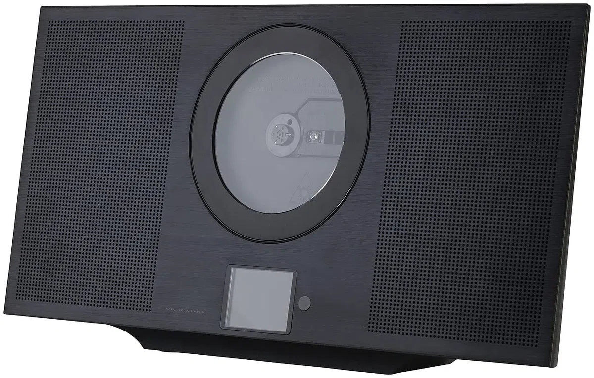 VR-Radio Wandradio flach: Stereoanlage, Alu, Internet-Radio/CD/DAB+/Bluetooth, 60W, DSP, schwarz (Radio flach Wandmontage, vertikale Stereoanlage, Box)