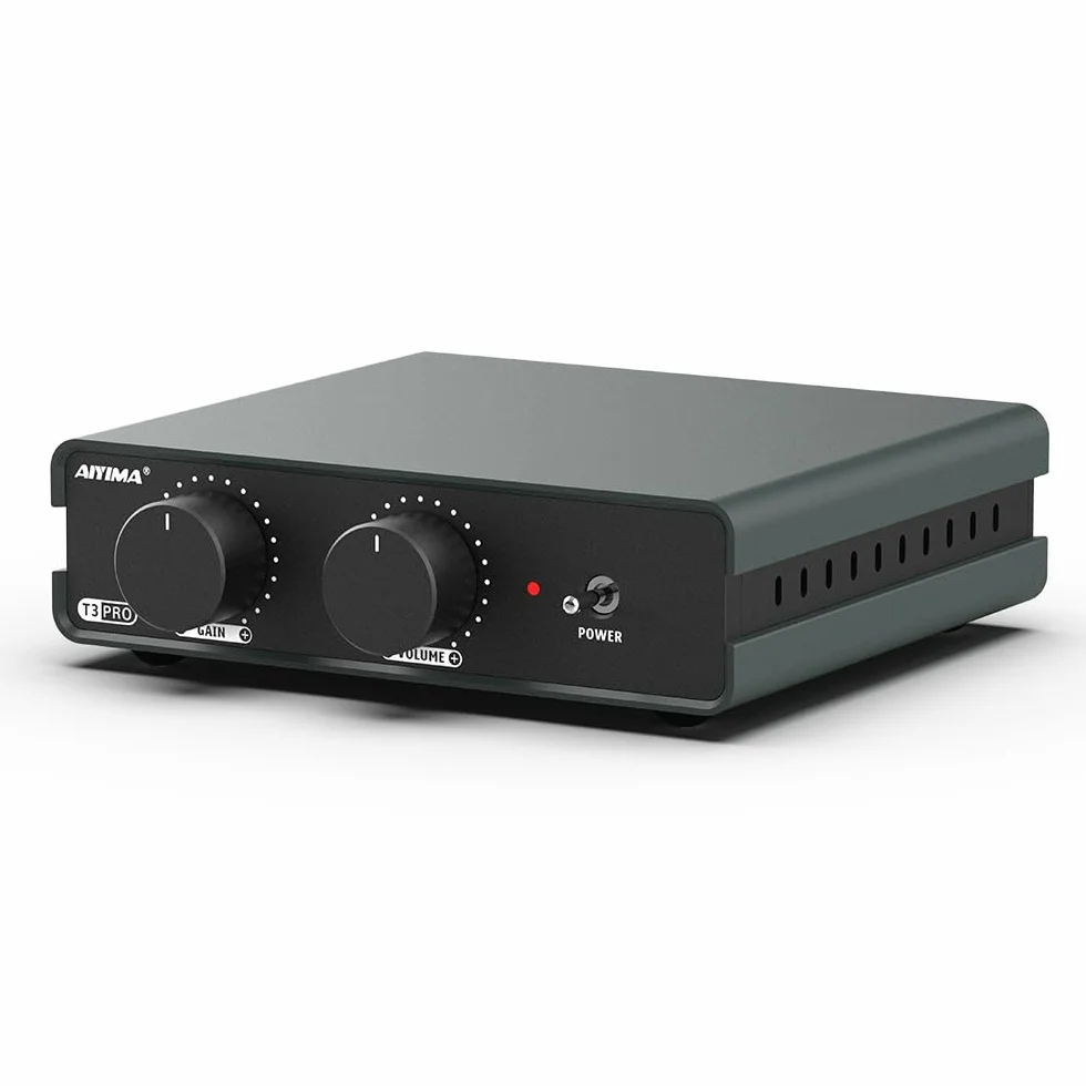 AIYIMA T3PRO MM/MC RIAA Phono-Vorverstärker für Plattenspieler/Schallplattenspieler/Heimverstärker, professioneller Phonographen-Vorverstärker mit Verstärkungs- und Lautstärkeregelung und AC-Netzteil
