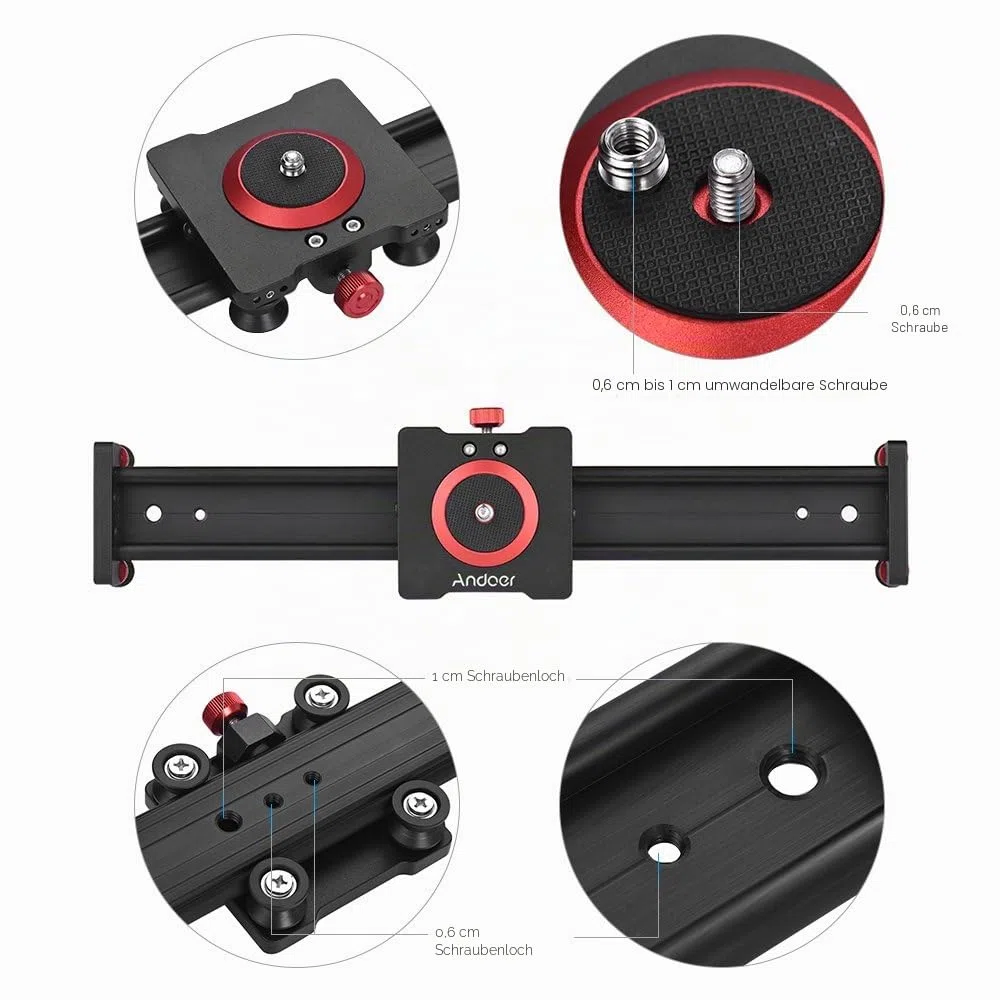 Andoer Motorisierter Kamera Slider 50CM - Dolly Rail aus Aluminiumlegierung für DSLR und Slot Kameras - Fotografie Video Slider mit 11lbs Tragkraft