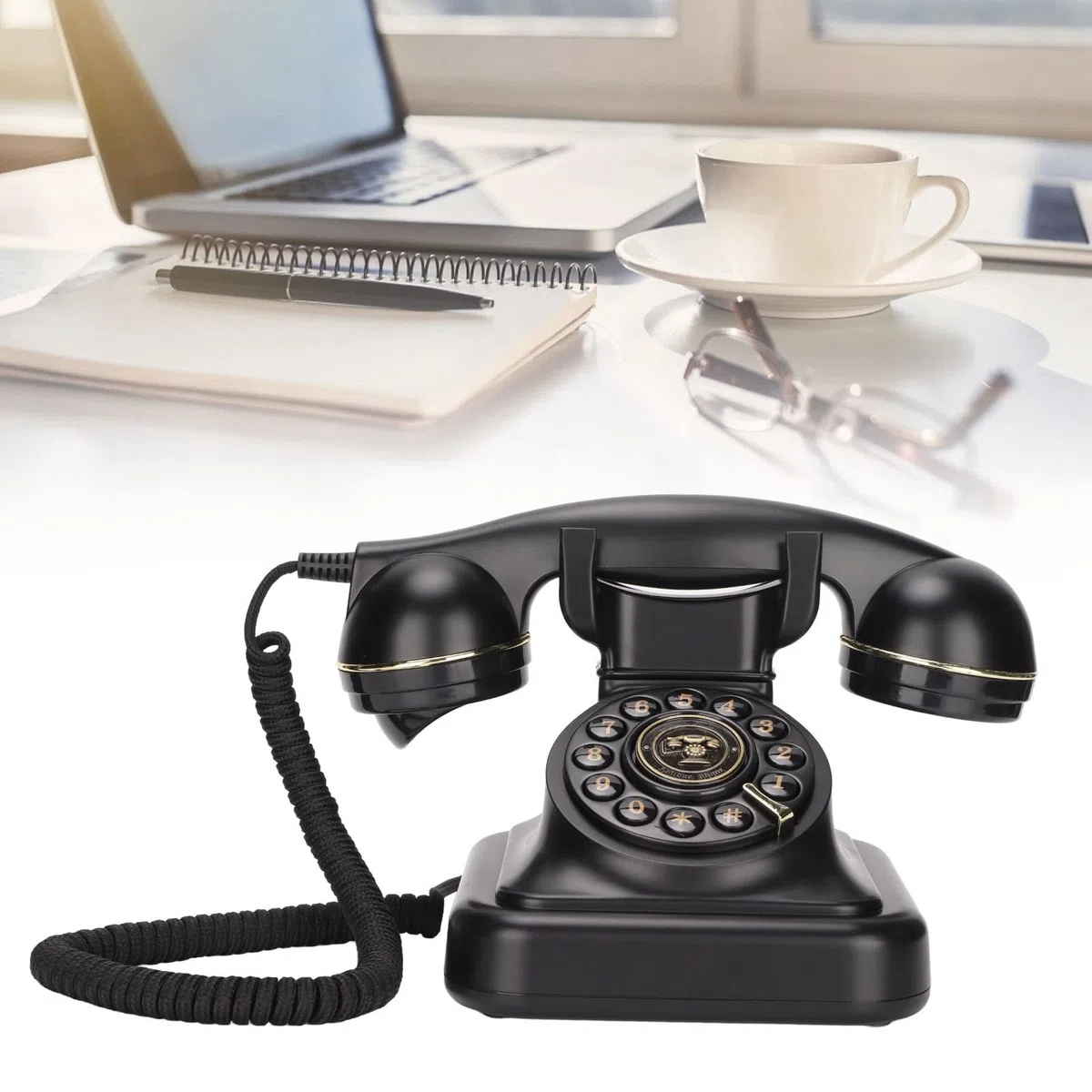 Vintage-Telefon kabelgebundenes Festnetztelefon mit Wählscheibe Elegantes modisches europäisches Retro-Telefon für Schlafzimmer, Arbeitszimmer, Büro, Café, Bar-Dekoration