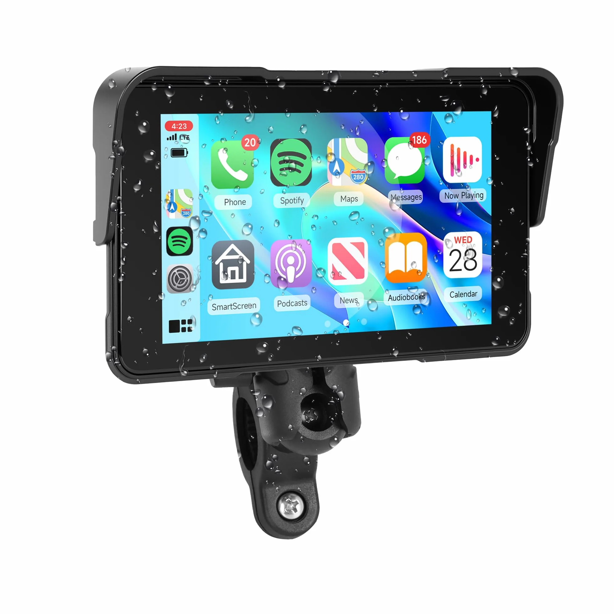 VECHTEL Motorrad Navi Kabelloses CarPlay und Android Auto per Moto, 5 Zoll HD Touchscreen GPS Navigation für Motorrad mit IP68 Wasserdicht, Bluetooth, Assistente Siri/GOO-gle, TPMS, Typ-C