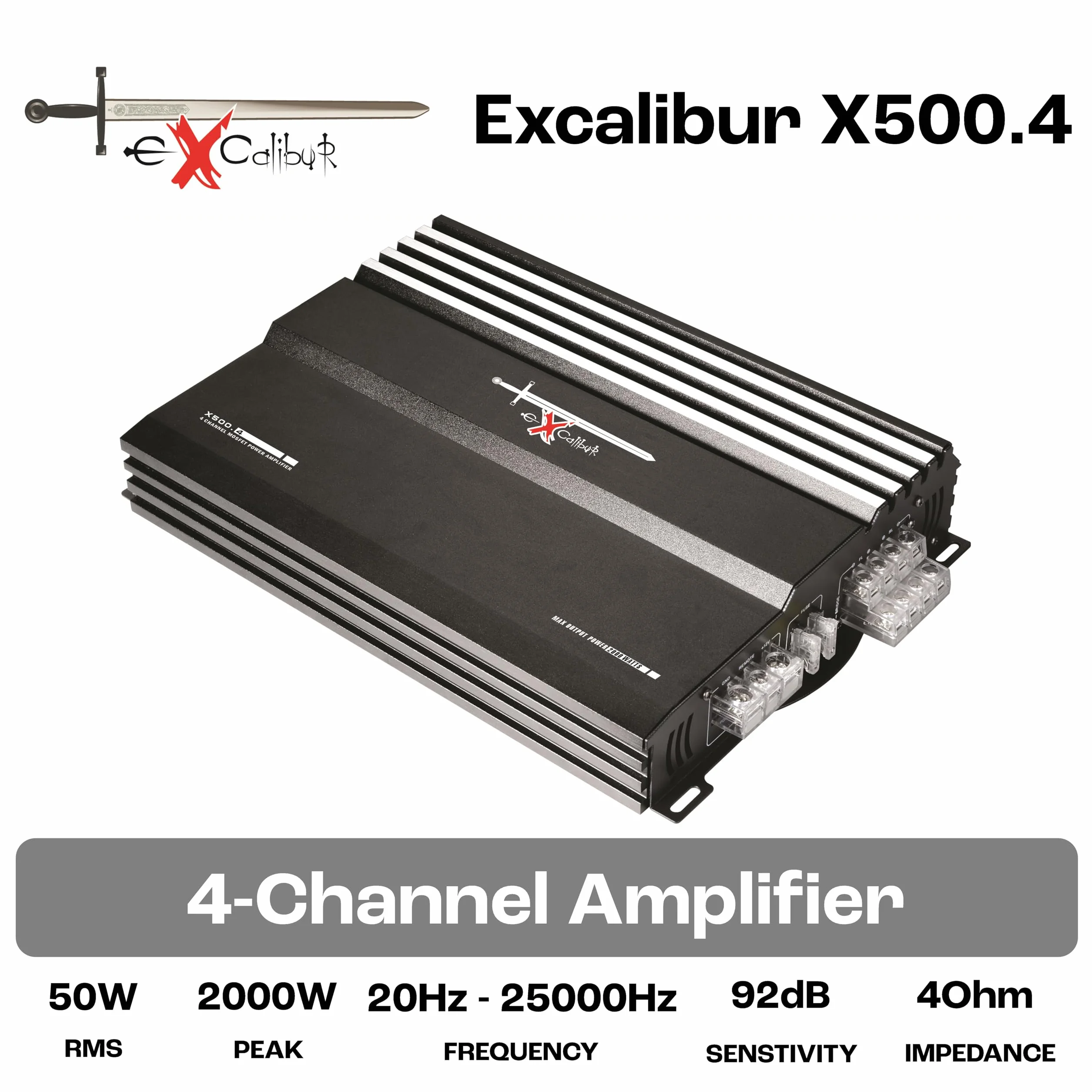 Excalibur X500.4 Endstufe (MOSFET, 4-Kanal, 2000 W)