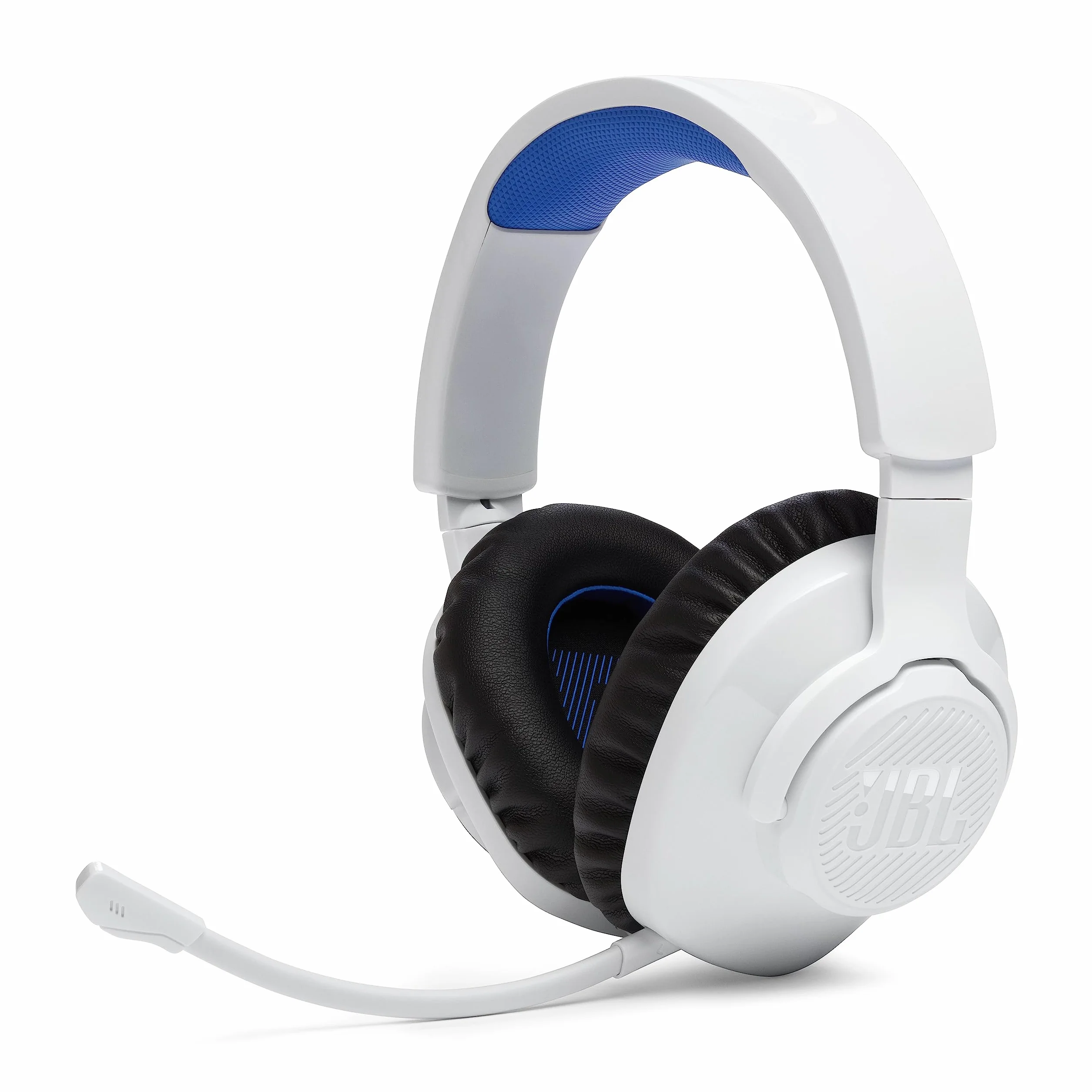 JBL Quantum 360P Over-Ear Gaming Kopfhörer für PlayStation, PC, Mac, Nintendo Switch, mit Boom Mikrofon, 22 Stunden Akkulaufzeit, Weiß