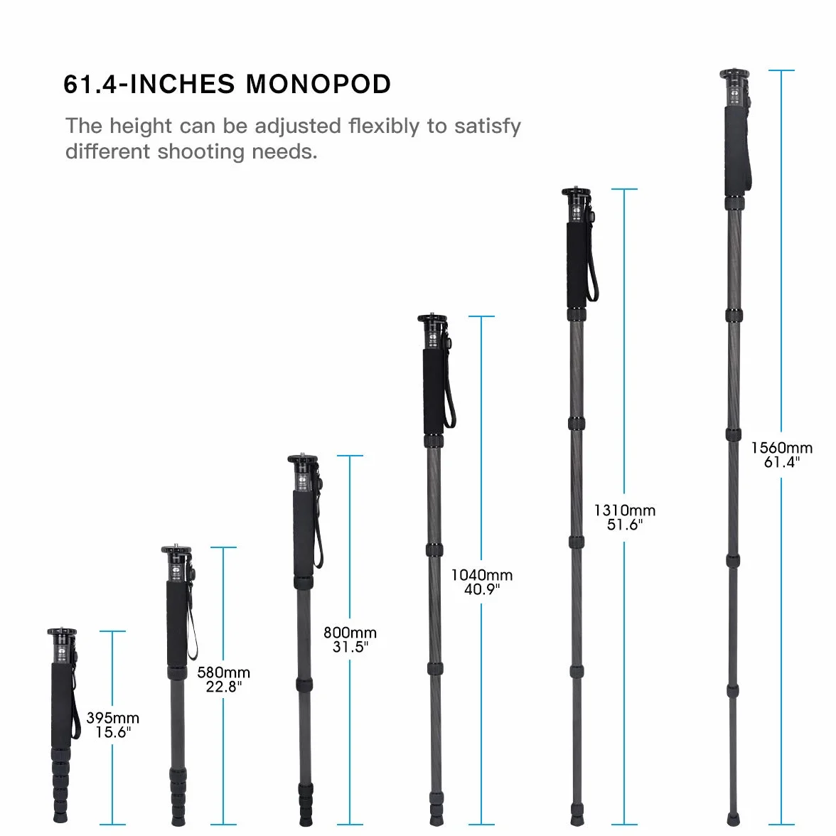 SIRUI AM-326M Einbeinstativ Carbon Monopod Reisestativ 6 Abschnitt Kohlefaser Tragbar Kompakt Leichtes Reise-Einbeinstativ, Max. Belastung 10kg