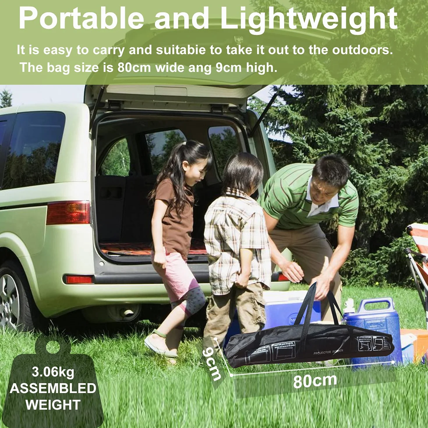 Projektion Leinwand mit Stand 100 Zoll HD 4K Outdoor Indoor Projector Screen Schnelles Falten Tragbare Filmleinwand 16: 9 Full-Set-Tasche für Heimkino, Camping und Freizeitveranstaltungen