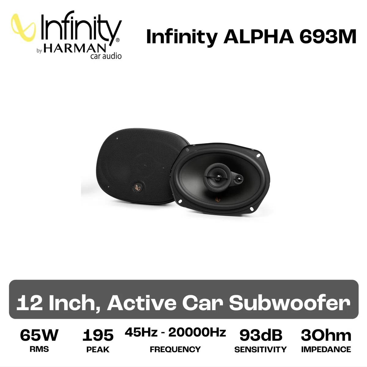 Infinity Alpha 693M 3-Wege Koaxial Lautsprecher Auto 152x22cm, 6x9 Zoll, von Harman Kardon Car HiFi mit 65W RMS und 195W Peak, satter Bass Boxen Set - Paarweise