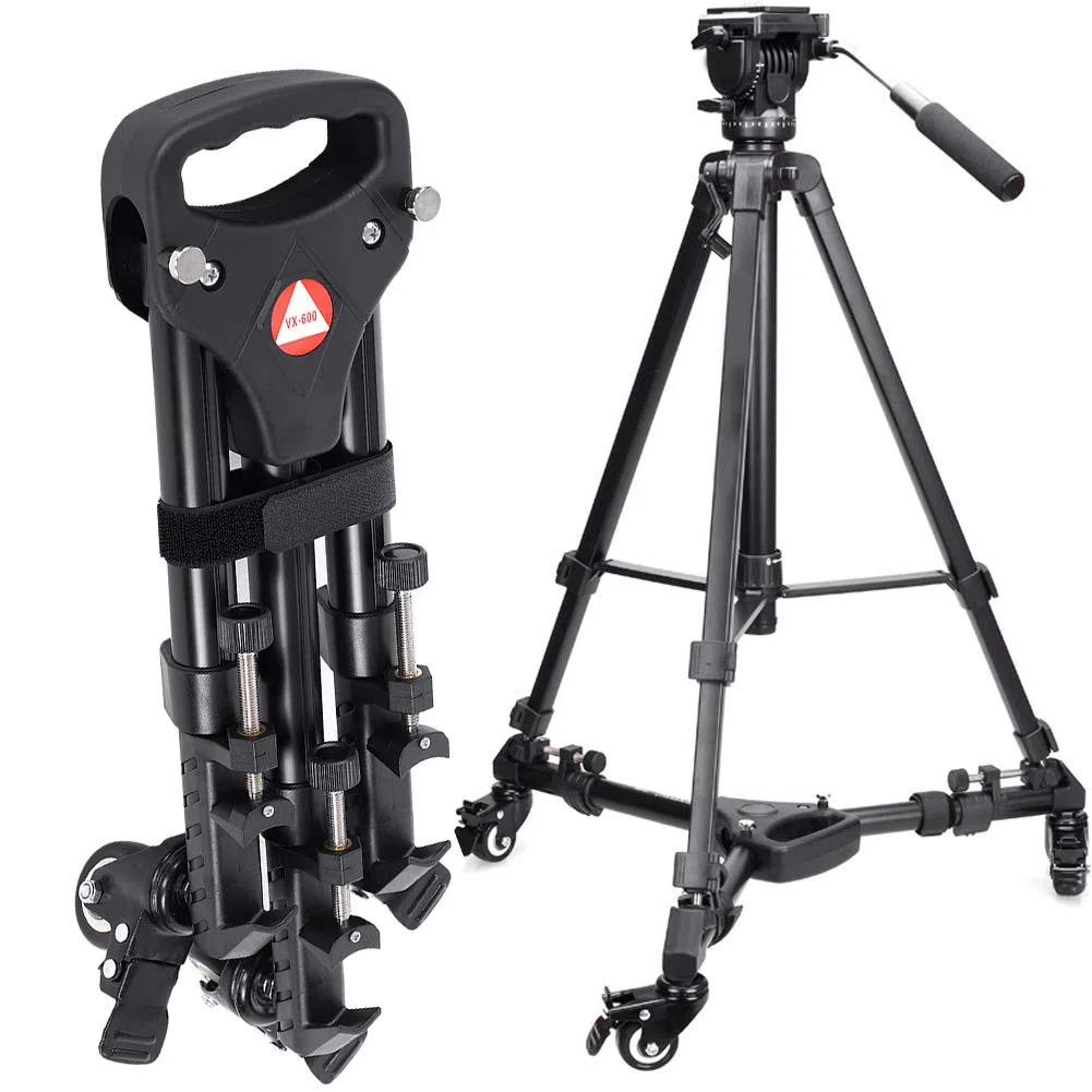 VX-600 Heavy Duty Stativ Dolly Verstellbare Beinhalterungen Kompatibel mit DSLR-Kamera Camcorder