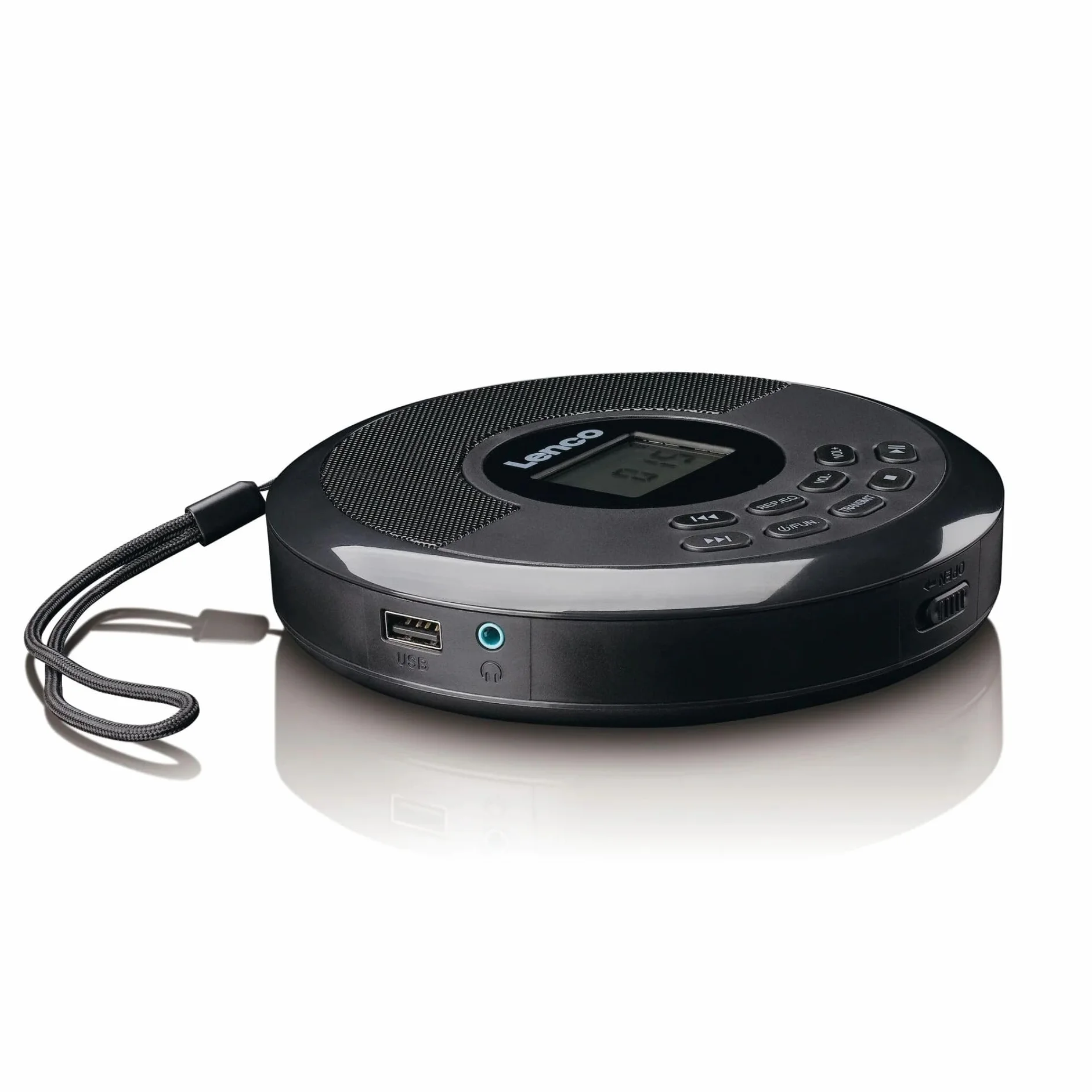 Lenco CD-340BK - Tragbarer Bluetooth Kinder-Discman mit CD/MP3-Wiedergabe | Stereo-Lautsprechern - wiederaufladbarem Akku und Anti-Shock-Schutz - Schwarz