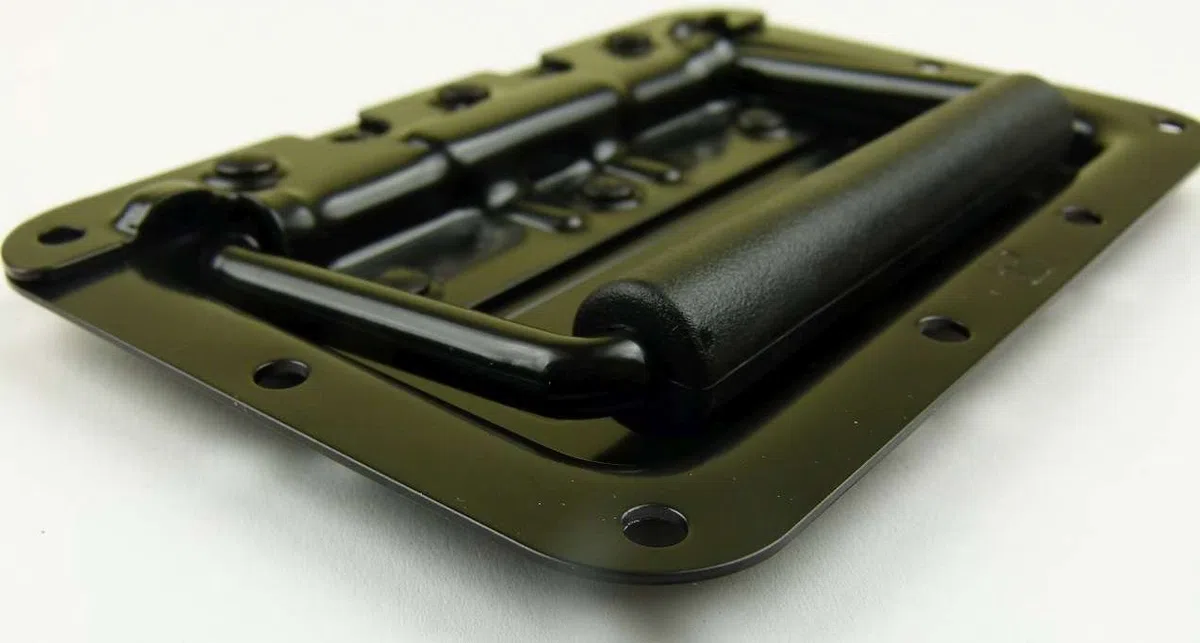 Adam Hall Hardware 34082BLK M24 AH - 24er Set Klappgriff / Kistengriff gefedert schwarz in 8 mm Einbauschale