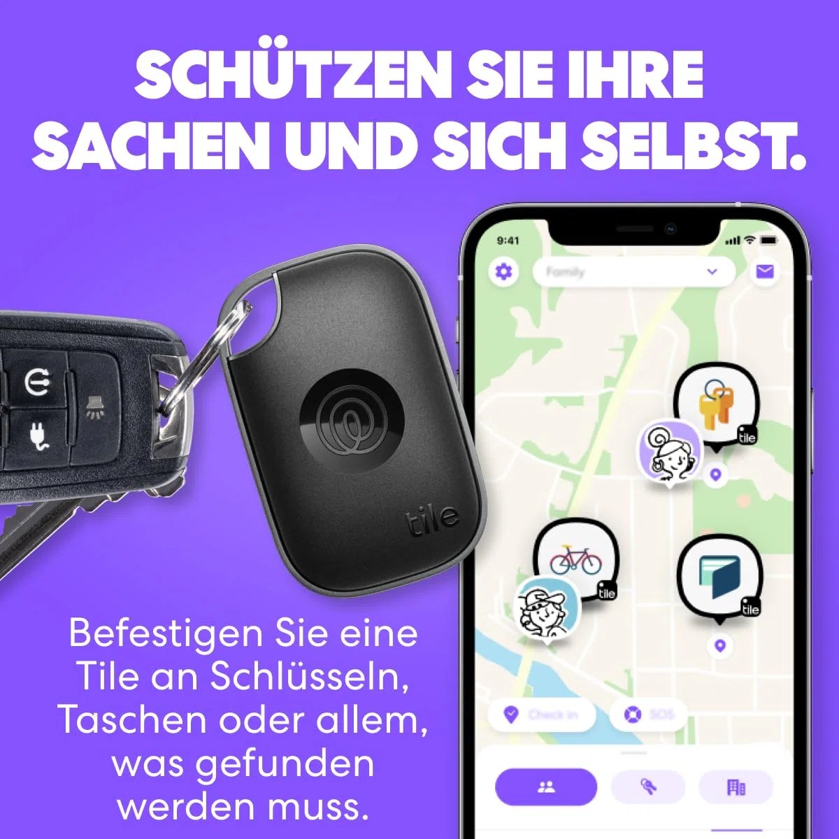 Life360 Tile Pro - Leistungsstarker Bluetooth-Tracker, Schlüssel- und Gegenstandsfinder für Schlüssel, Taschen und mehr. iOS- & Android-kompatibel. Handy-Finder. 2er-Pack (Schwarz/Weiß)