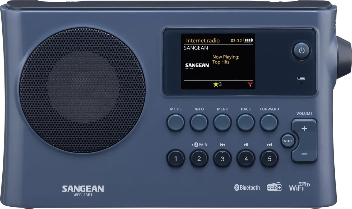 SANGEAN WFR-28 BT – Portables Internet-Radio mit WiFi, Musik-Streaming, DAB+/FM, Bluetooth, AUX - Einfache Bedienung via Control-App, Schwarz (Dunkelblau)