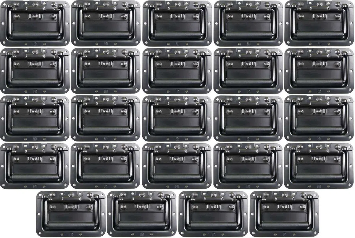 Adam Hall Hardware 34082BLK M24 AH - 24er Set Klappgriff / Kistengriff gefedert schwarz in 8 mm Einbauschale