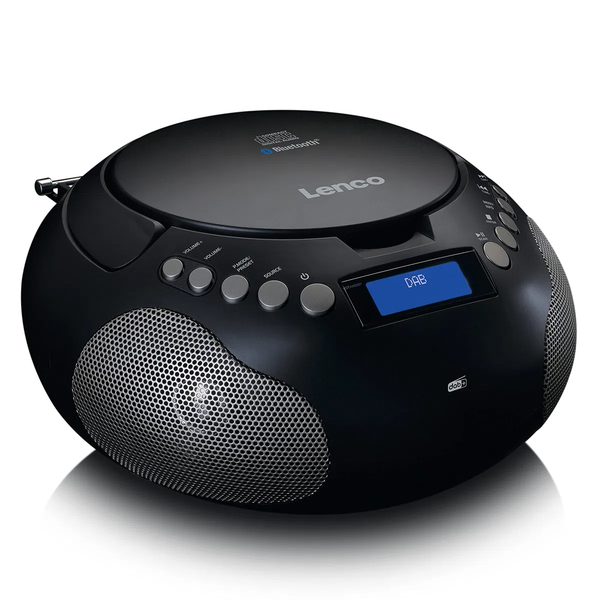 Lenco SCD-341 tragbares CD-Radio -CD-Player - DAB+ Radio - Bluetooth - Sender und Titelspeicher - Uhr - Stereo Lautsprecher - schwarz