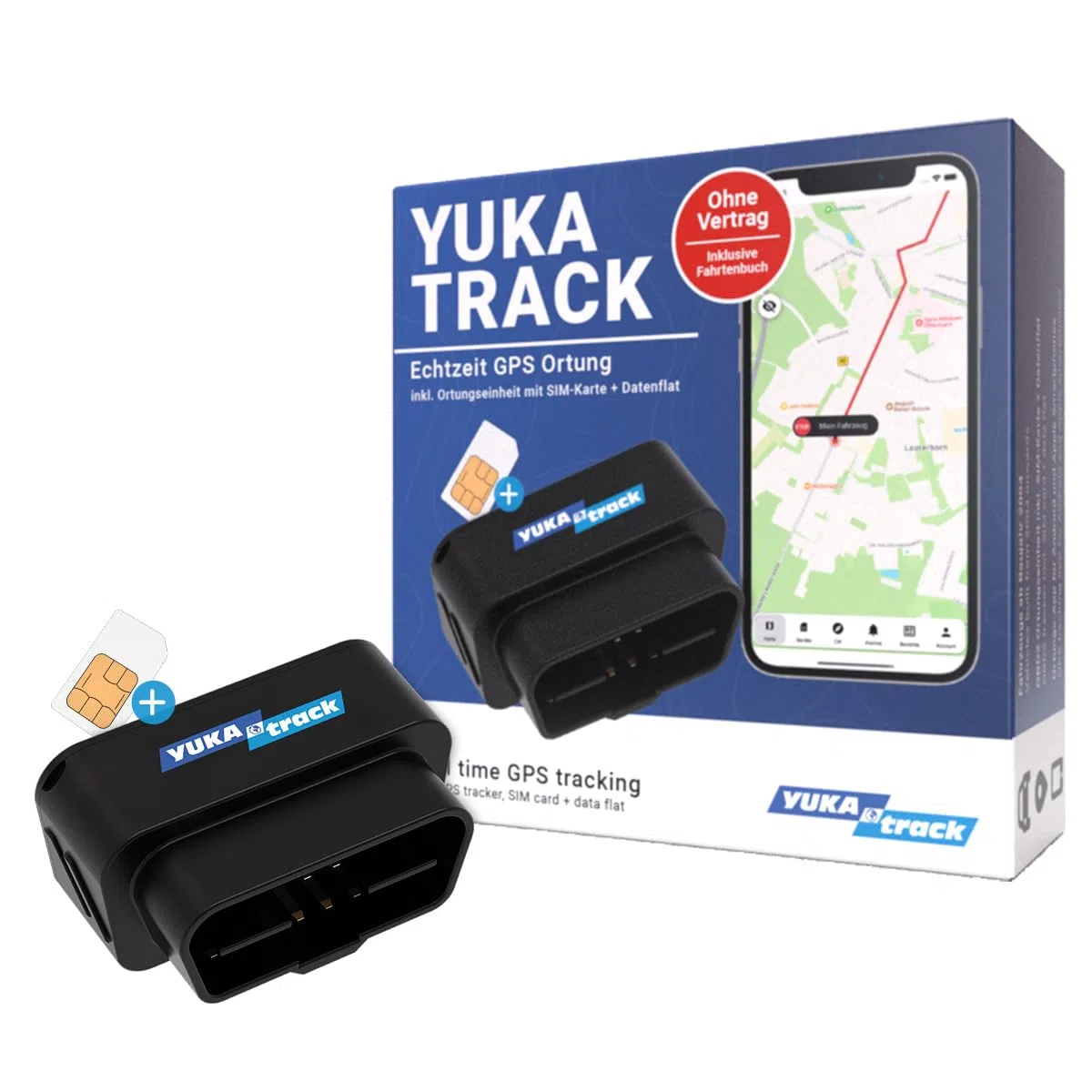 OBD2 GPS Tracker für Auto, LKW und Wohnwagen | SIM-Karte und Datenflat inklusive, Live-Ortung per App, Fahrtenbuch, ohne Abo und Vertrag, direkt am OBD2-Anschluss
