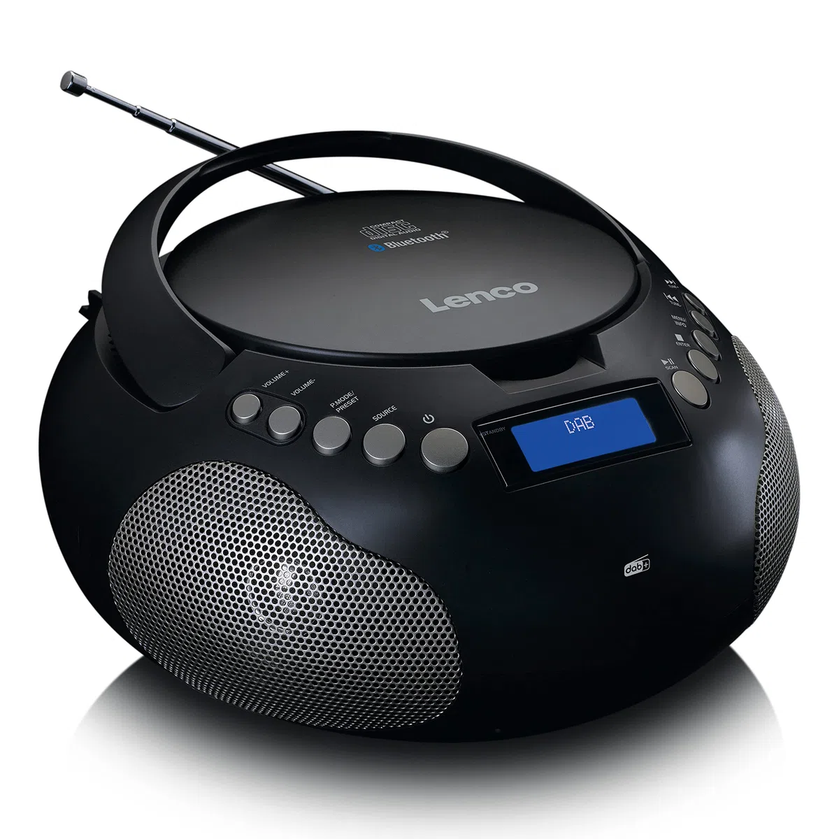 Lenco SCD-341 tragbares CD-Radio -CD-Player - DAB+ Radio - Bluetooth - Sender und Titelspeicher - Uhr - Stereo Lautsprecher - schwarz