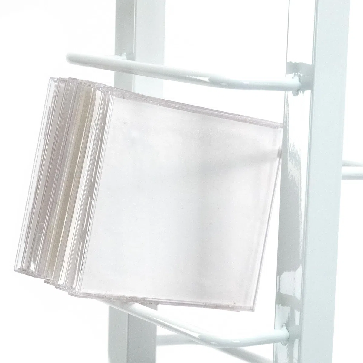 Design CD Regal Tower | 138x20 cm (HxB), Metall mit Glasfuß | stilvolle CD Aufbewahrung, Retro CD Rack für ca 126 CDs, CD Ständer | Farbe: weiß