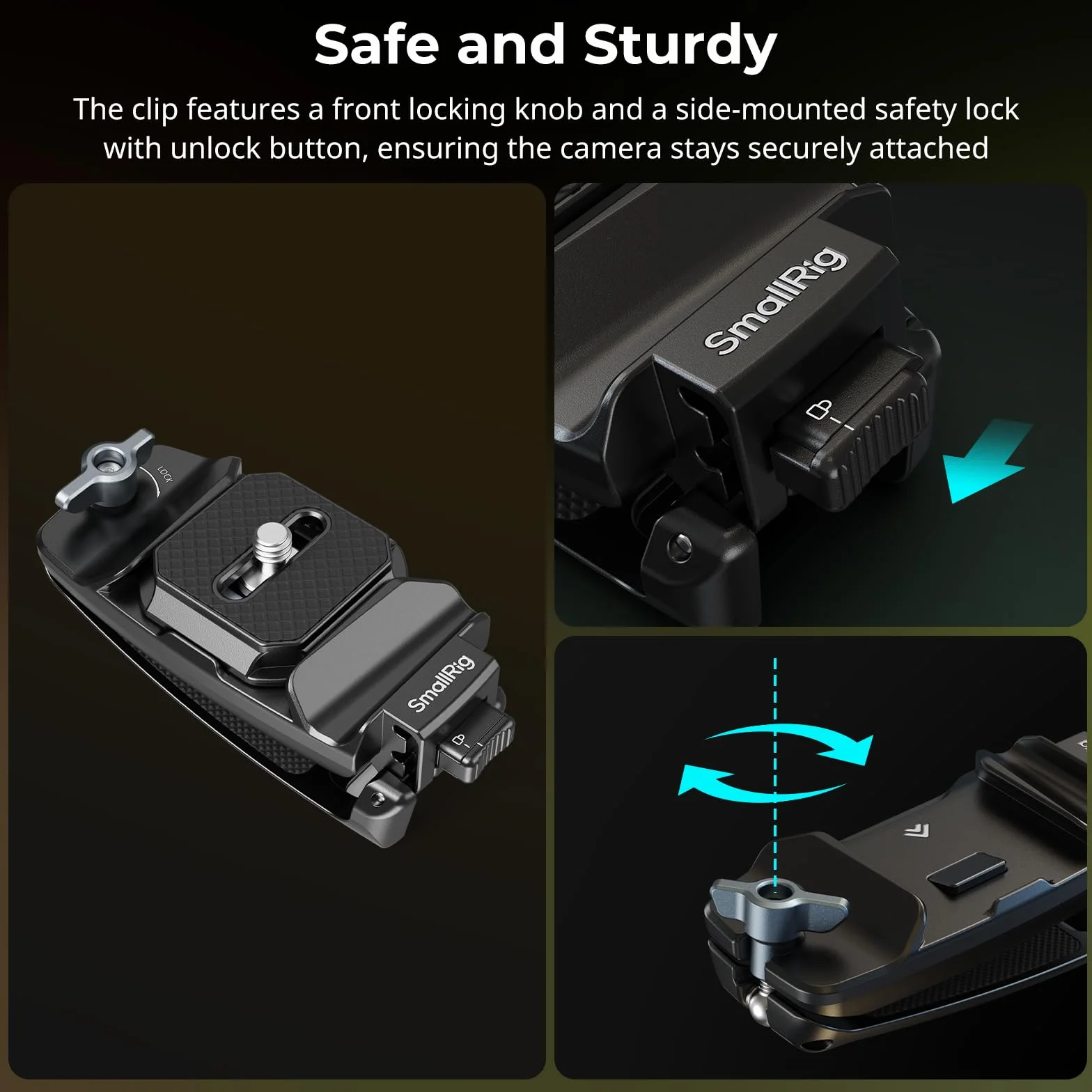 SMALLRIG Kameraclip mit Platte Schnellwechselsystem für Sony Nikon Fujifilm DSLR Actionkamera Rucksackgurt Clip Kit Arca Swiss 5053