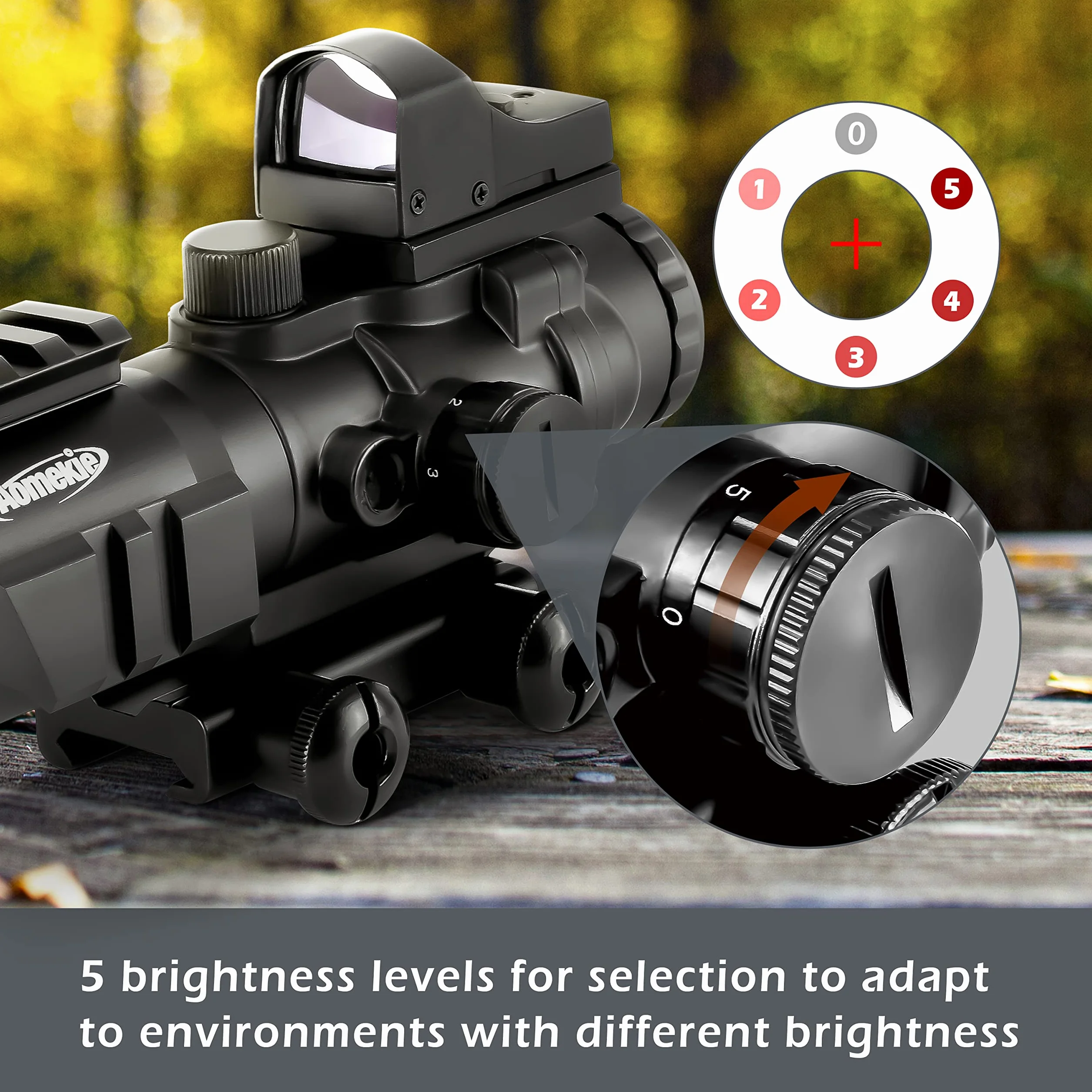AOMEKIE Zielfernrohr 4x32mm mit 20mm/22mm Schiene Airsoft Red Dot Visier Sight Leuchtpunktvisier Rotpunktvisier für Jagd Softair und Armbrust