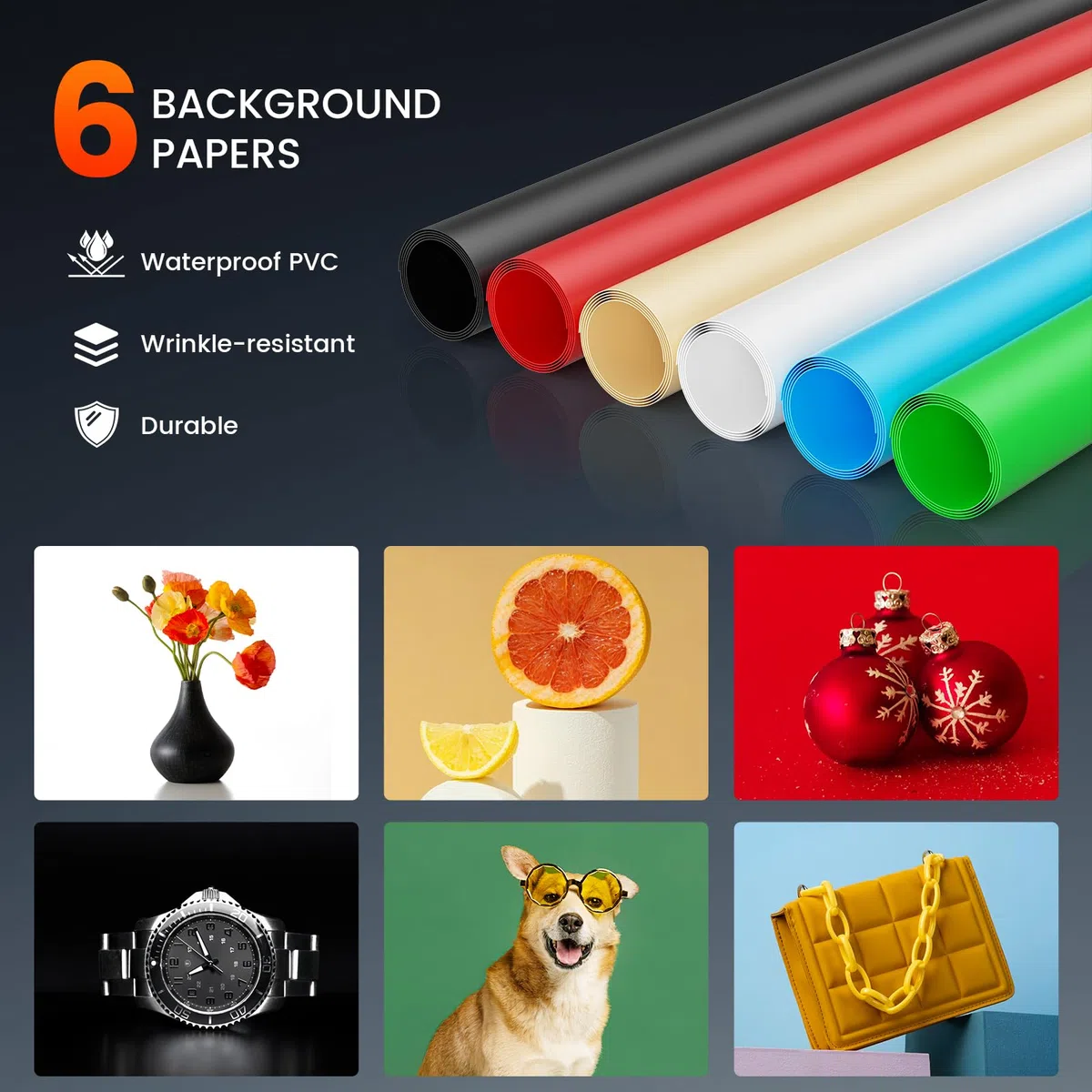 Fotobox, 60CM 5600K Ständer Fotografie Lichtbox, 0-100% Einstellbare Helligkeit Lichtbox Ausgestattet mit 6 Bunten Hintergrundtafeln und 126 LED-Perlen, Fotostudio Set für Produktfotografie