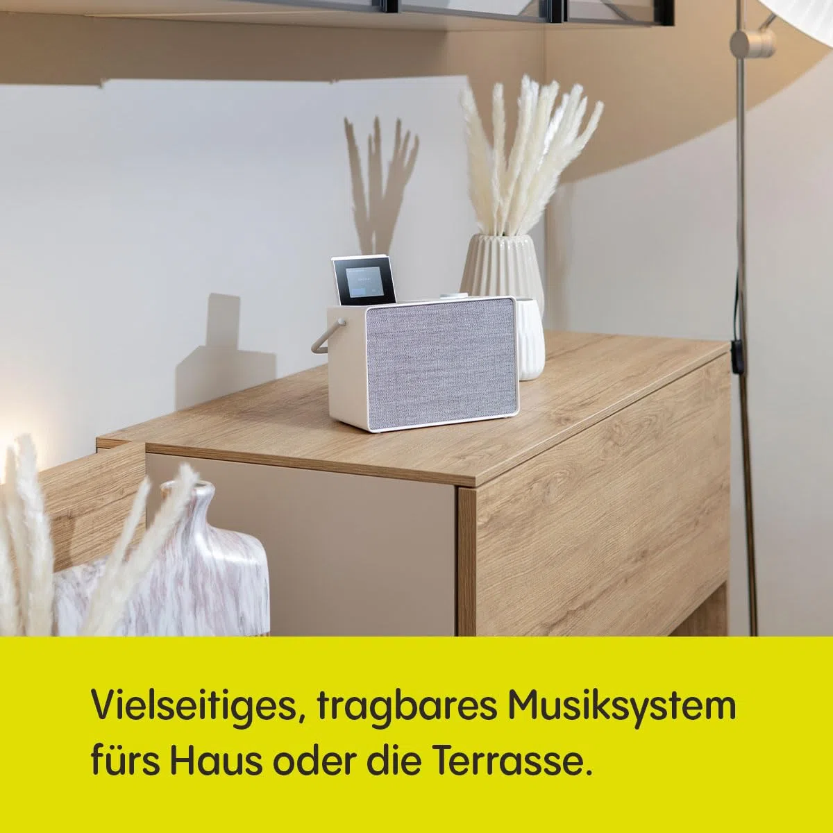 Pure Evoke Play vielseitiges Musiksystem für innen und außen (DAB+/UKW Radio, Internetradio, Podcasts, Spotify Connect, Bluetooth in sattem 40W Stereoklang), Cotton White