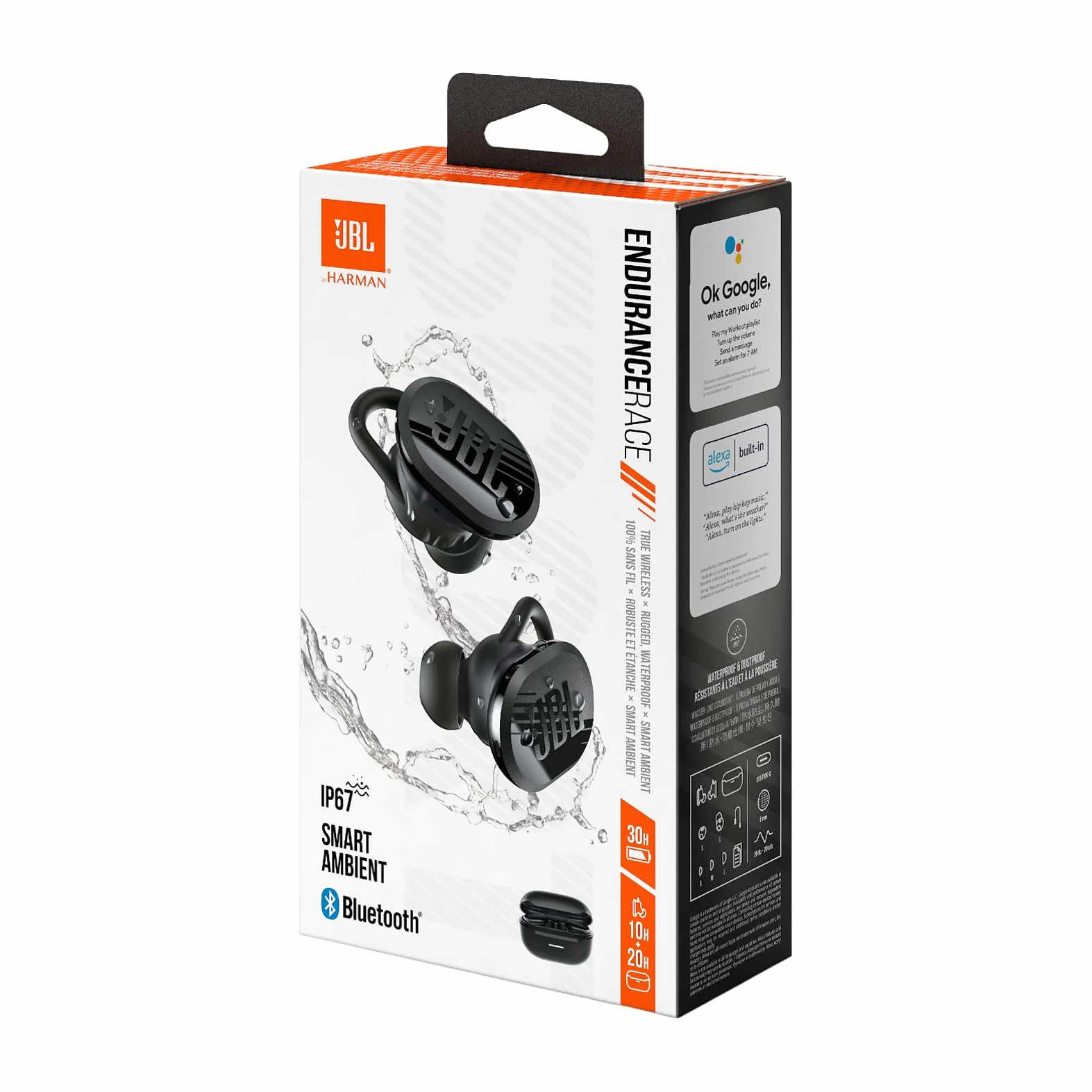 JBL Endurance Race 2, True Wireless Bluetooth-In-Ear-Kopfhörer, 48 h Akkulaufzeit, IP68 staub - und wasserdicht, Noise-Cancelling, JBL Pure Bass Sound, Smart-Ambient-Technologie, Sport-Modus, Schwarz