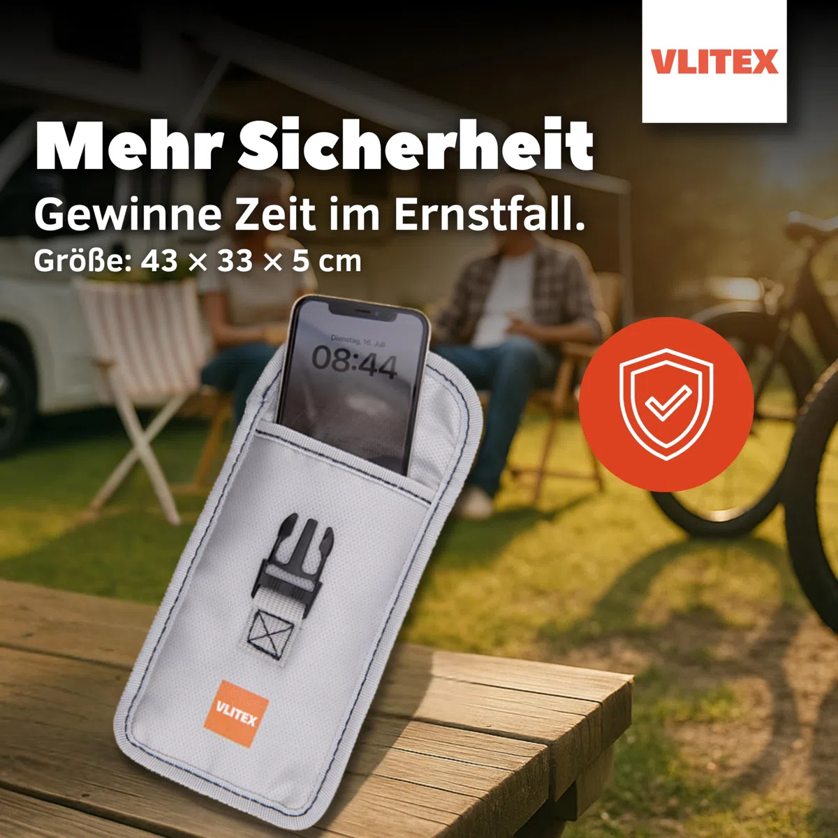 VLITEX Kleine Brandschutz Tasche | 3 Feuerfeste Lagen | Ladetasche für Handy, Powerbank, Smartwatch, Bluetooth Kopfhörer, Smartphone usw. | Lithium Ionen Akku Batterie sicher Aufladen und aufbwahren