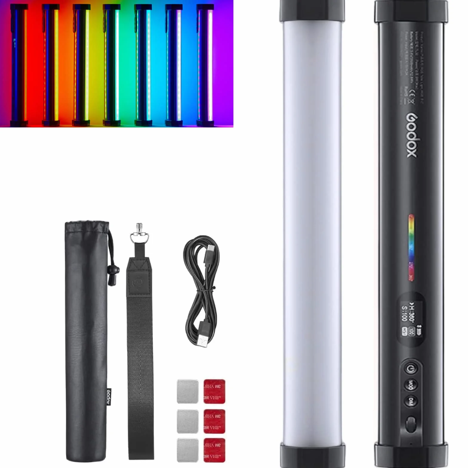 Godox TL30 RGB LED-Licht Stick, CRI 97 und TLCI 99, Tube Light mit RGB/CCT/HSI/FX-Modus, 2700k-6500K, APP Control mit integrierter Lithiumbatterie für Schießen, Live-Übertragung